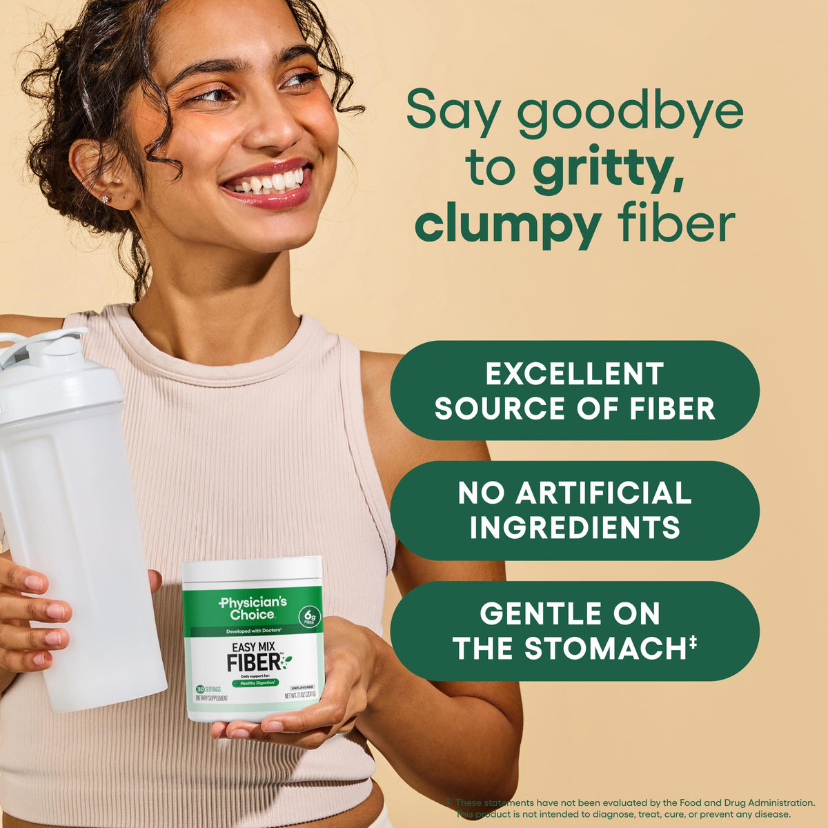 Physician's CHOICE Easy Mix Fiber for Digestive Health & Regularity - No Grit, Sugar Free, & Tasteless Physician's CHOICE