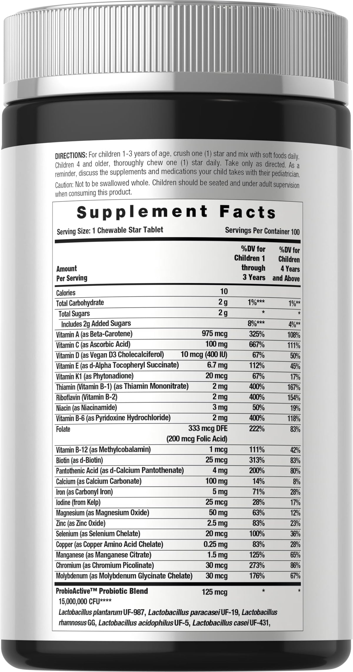 Horbäach Kids Multivitamin with Probiotics | 100 Chewable Tablets | Fruit Punch Flavor | Vegetarian, Non-GMO, Gluten Free Children's Supplement Horbäach