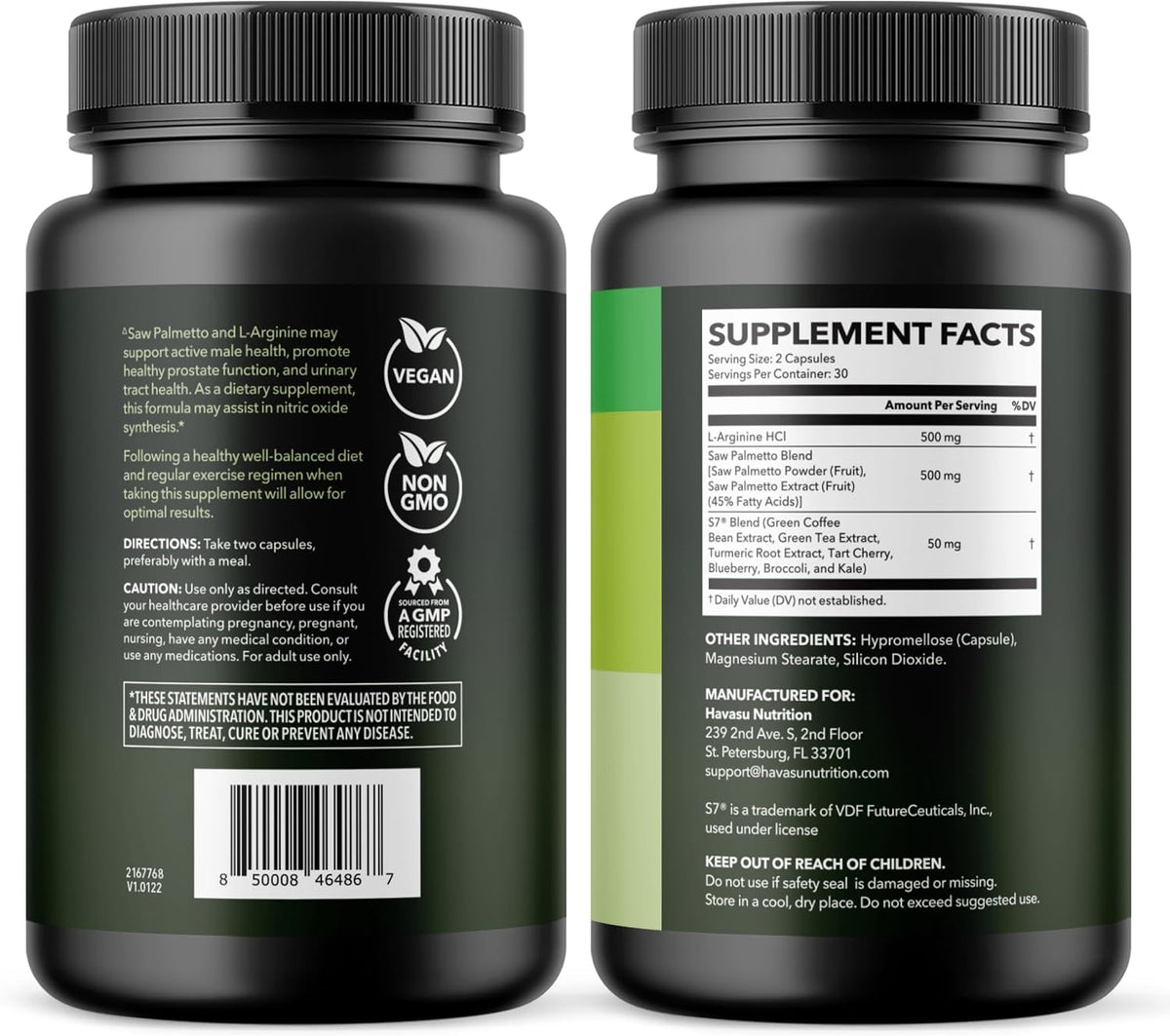 L-Arginine with Saw Palmetto for Men Capsules, Vegan, Non-GMO, 30 Servings | Vegan, Non-GMO Nitric Oxide and Prostate Health Supplements for Men, Endurance and Urinary Tract Function Support Gsupps Australia