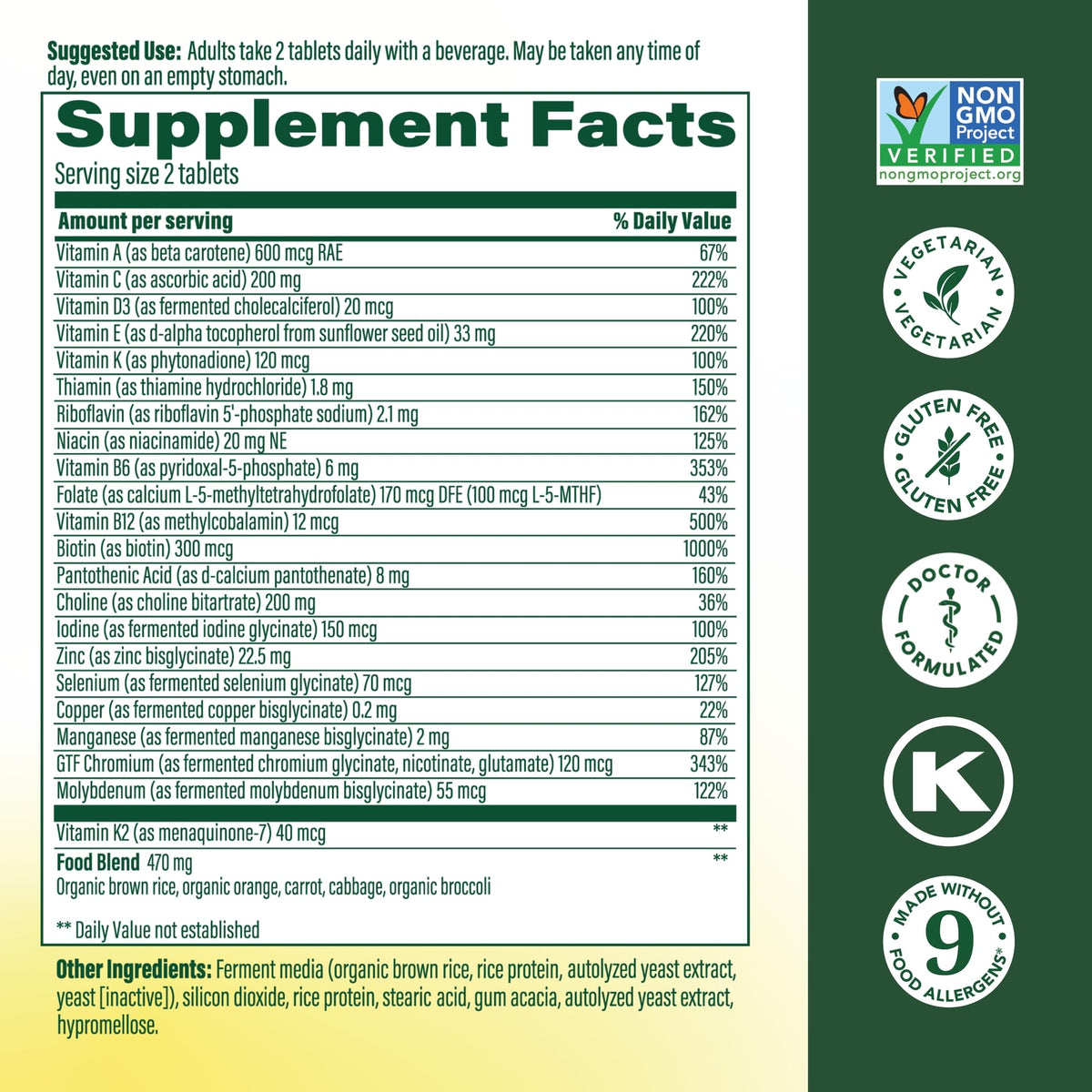 MegaFood Men's Advanced Multivitamin for Men - Doctor -Formulated - Choline, Vitamin B12, Vitamin D, Vitamin C & Zinc - Brain Health & Immune Support - Non-GMO - Vegetarian - 120 Tabs (60 Servings) MegaFood
