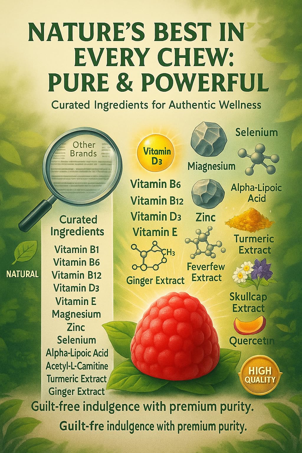 Sugar Free Neuropathy Support Gummies for Nerve – Enhanced Nerve Health, Regeneration, Cognitive Support with Vitamin B1, B6, B12, Magnesium, ALA, Turmeric, CoQ10 & More NutraPerfecto