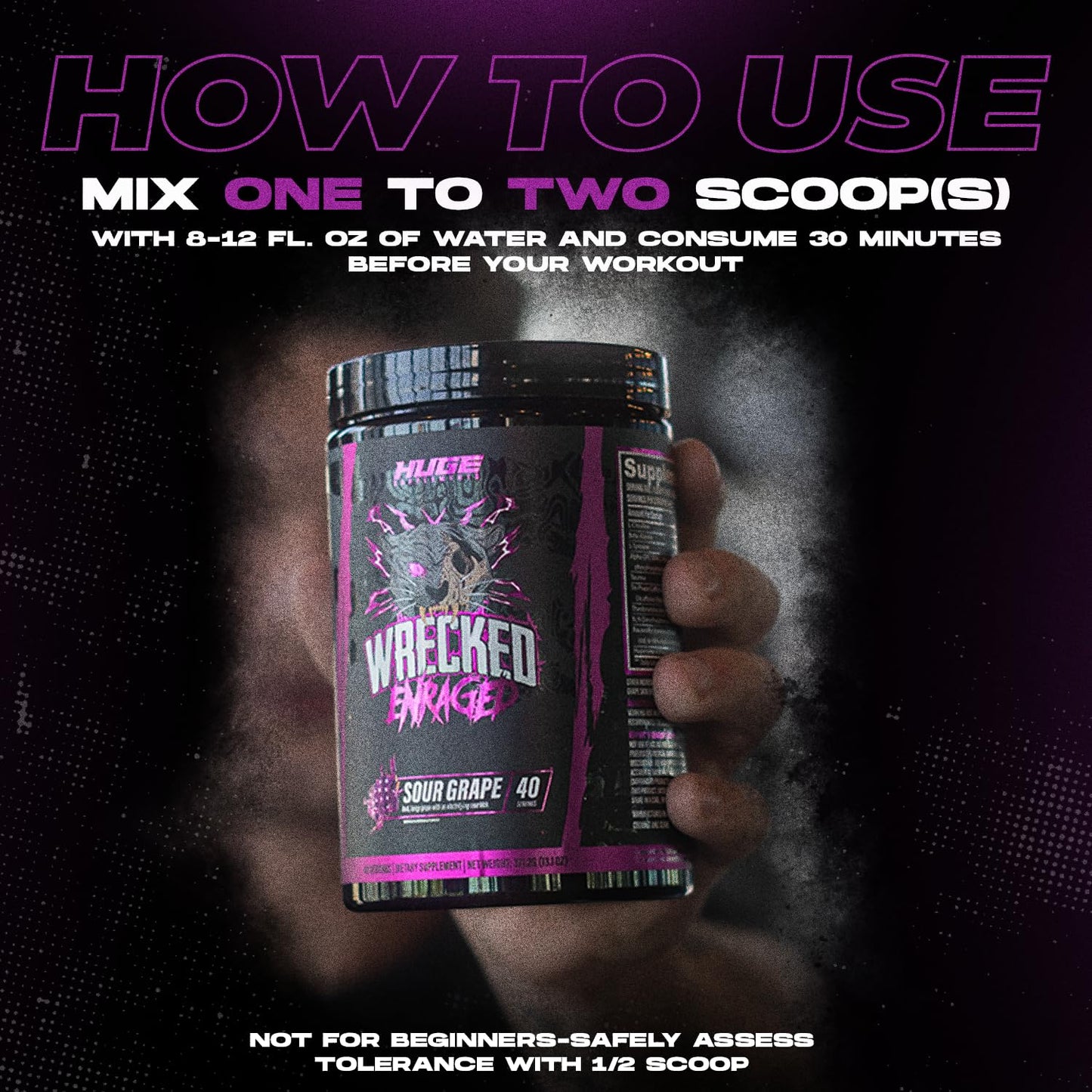 Wrecked Enraged High Stim Pre Workout - Extreme Hardcore Formula for Intense Energy, Laser Focus & Maximum Strength - Potent Stimulant Matrix - for Advanced Lifters, Not for Beginners (40 Servings)
