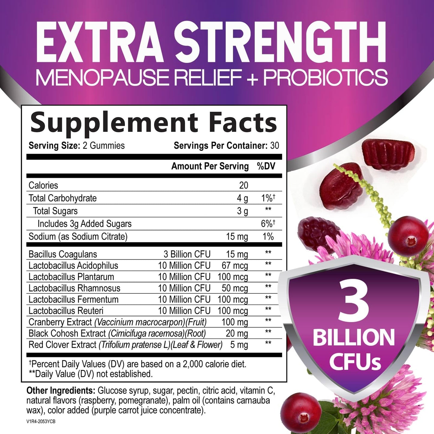 Menopause Supplement Gummies - 3 Billion CFU Women's Probiotics - Advanced Menopause Relief Formula for Women with Black Cohosh & Red Clover - Mild Hot Flashes & Night Sweats Support - 60 Gummies Nature's Nutrition