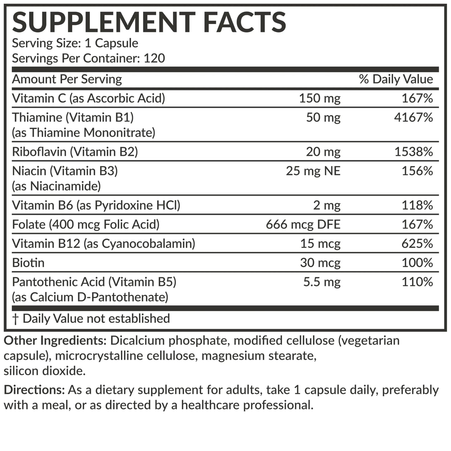 Futurebiotics Vitamin B Complex with Vitamin C Supports Energy Production, Nervous System & Immune Support - Non-GMO, 120 Vegetarian Capsules Futurebiotics