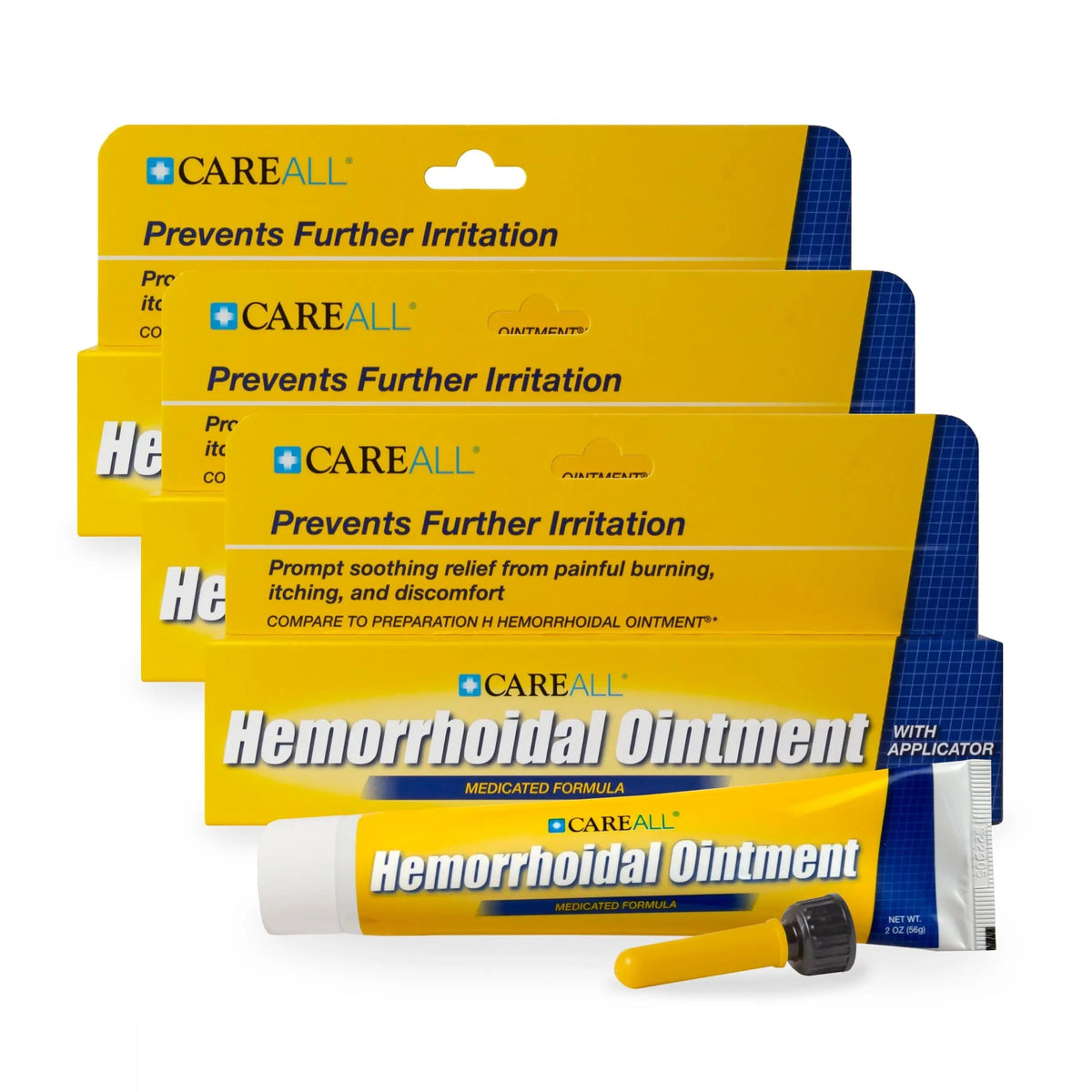 CareAll Hemorrhoidal Ointment 2.0 oz with Applicator (3 Pack). Helps Relieve Burning, Itching, and Discomfort Associated with Inflamed Hemorrhoidal Tissues. Dye, Phthalate, and Fragrance Free CareAll