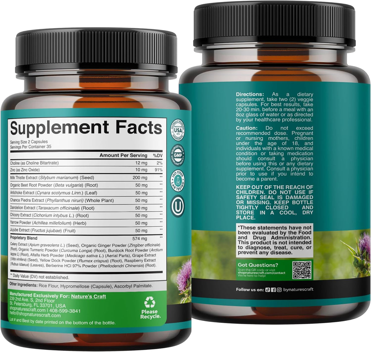 Best Liver Supplements with Milk Thistle - Artichoke - Dandelion Root Support Healthy Liver Function for Men and Women Natural Detox Cleanse Capsules Boost Immune System Relief - Natures Craft | Herbal Detox Support with Ginger, Beetroot & Artichoke - Ber Gsupps Australia
