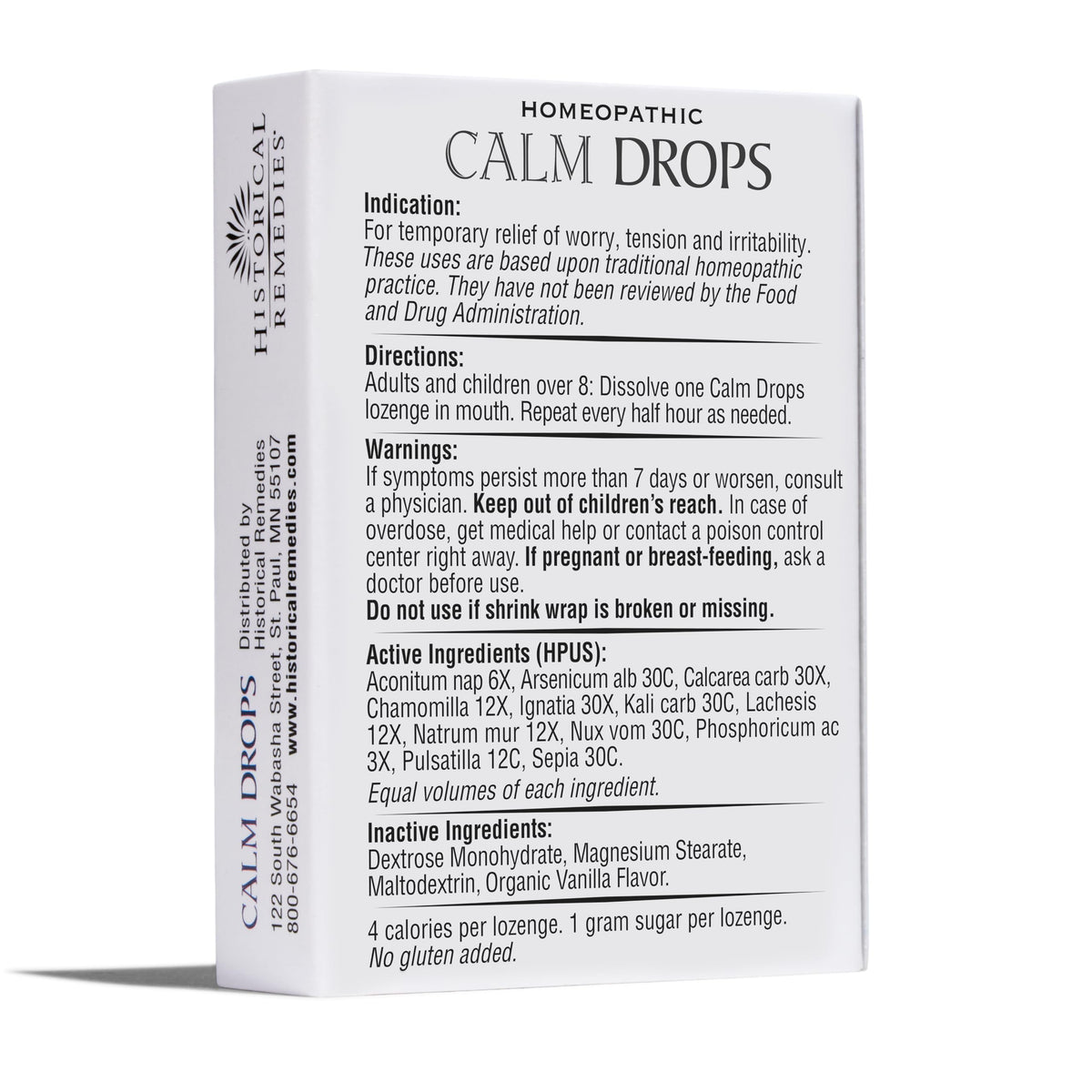 Historical Remedies Calm Drops Homeopathic Lozenges (1 Pack)| Natural Care for Emotional Stress Relief, Vegan & Gluten-Free Organic Vanilla Flavor Drops to Promote Relaxation and a Sense of Calm Historical Remedies