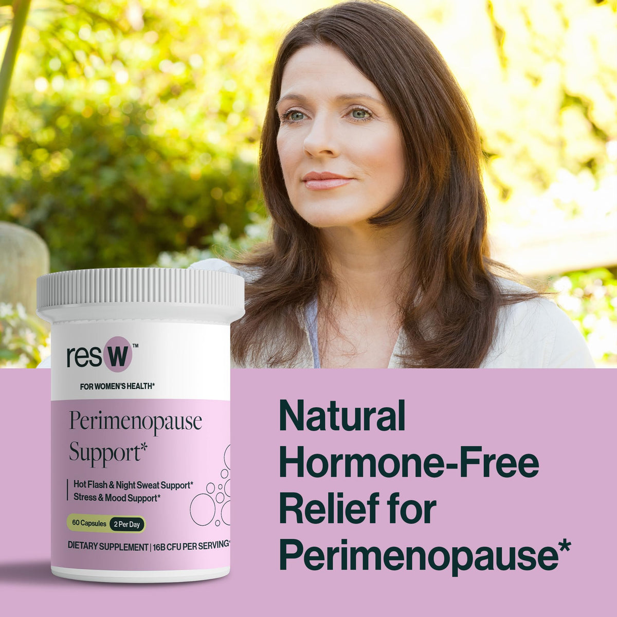 resW Perimenopause Postbiotic Supplement for Women - Hot Flash Support, Night Sweat Relief, Hormone Free, Vegan, Gluten Free, Non GMO, Plant Based Gut Health Support - 60 Capsules ResBiotic