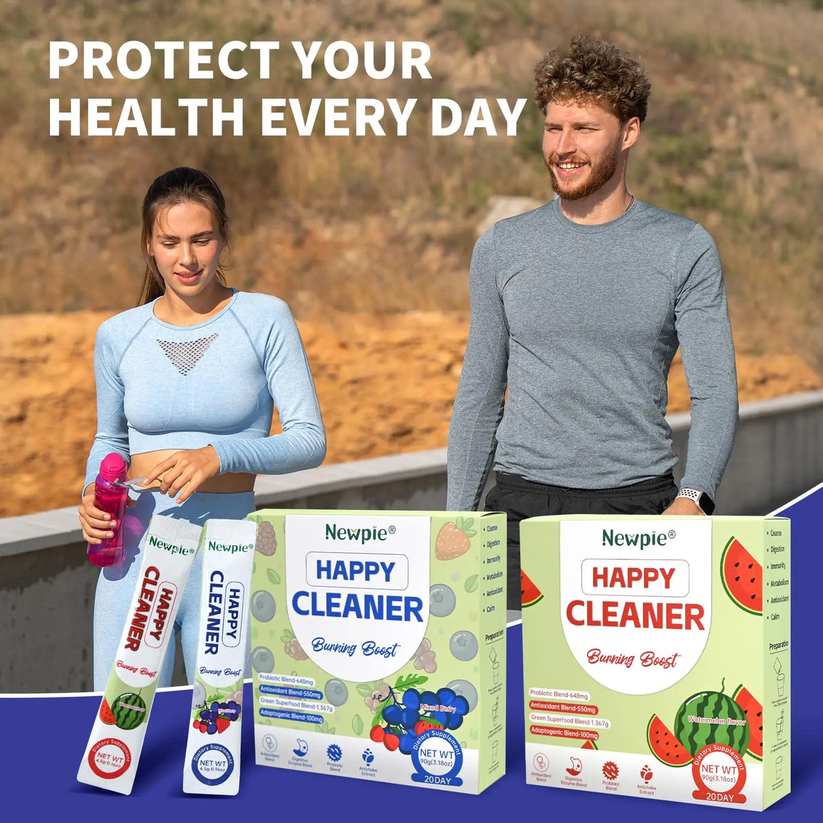 Blltzzz Newpie Superfoods Happy Cleaner Probiotic Powder,Watermelon Flavor Prebiotic & Probiotic Powder,Organic Fiber,Sugar Free,Gut Health,Natural Antioxidant Blltzzz
