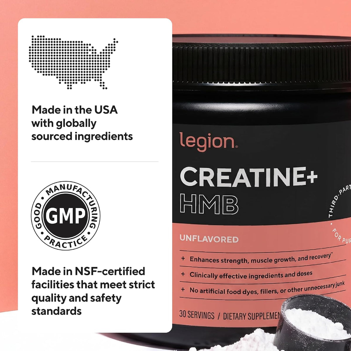 Legion Creatine HMB Powder – Micronized Creatine Monohydrate 5g with myHMB 2.5g – Unflavored Sports Nutrition Powder for Strength Training, Performance Support, and Post-Workout Recovery – 30 Servings Gsupps Australia