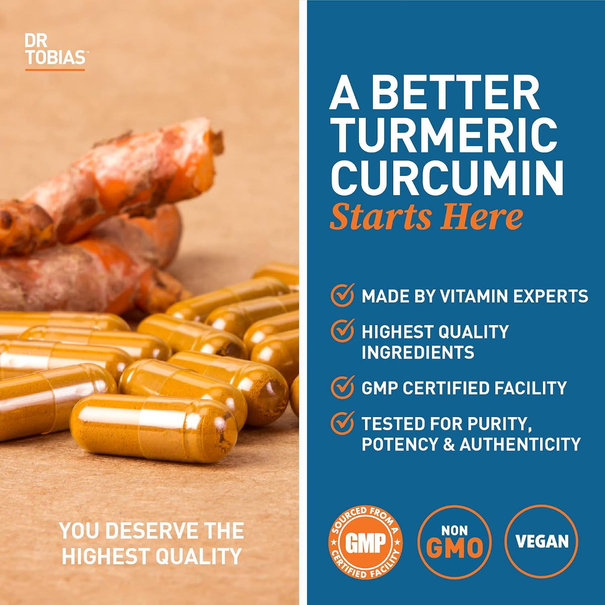 Dr. Tobias Adult Multivitamin & Turmeric Curcumin, Energy, Immune Health, Bone & Joint Support, Vegan, Non-GMO Gsupps Australia