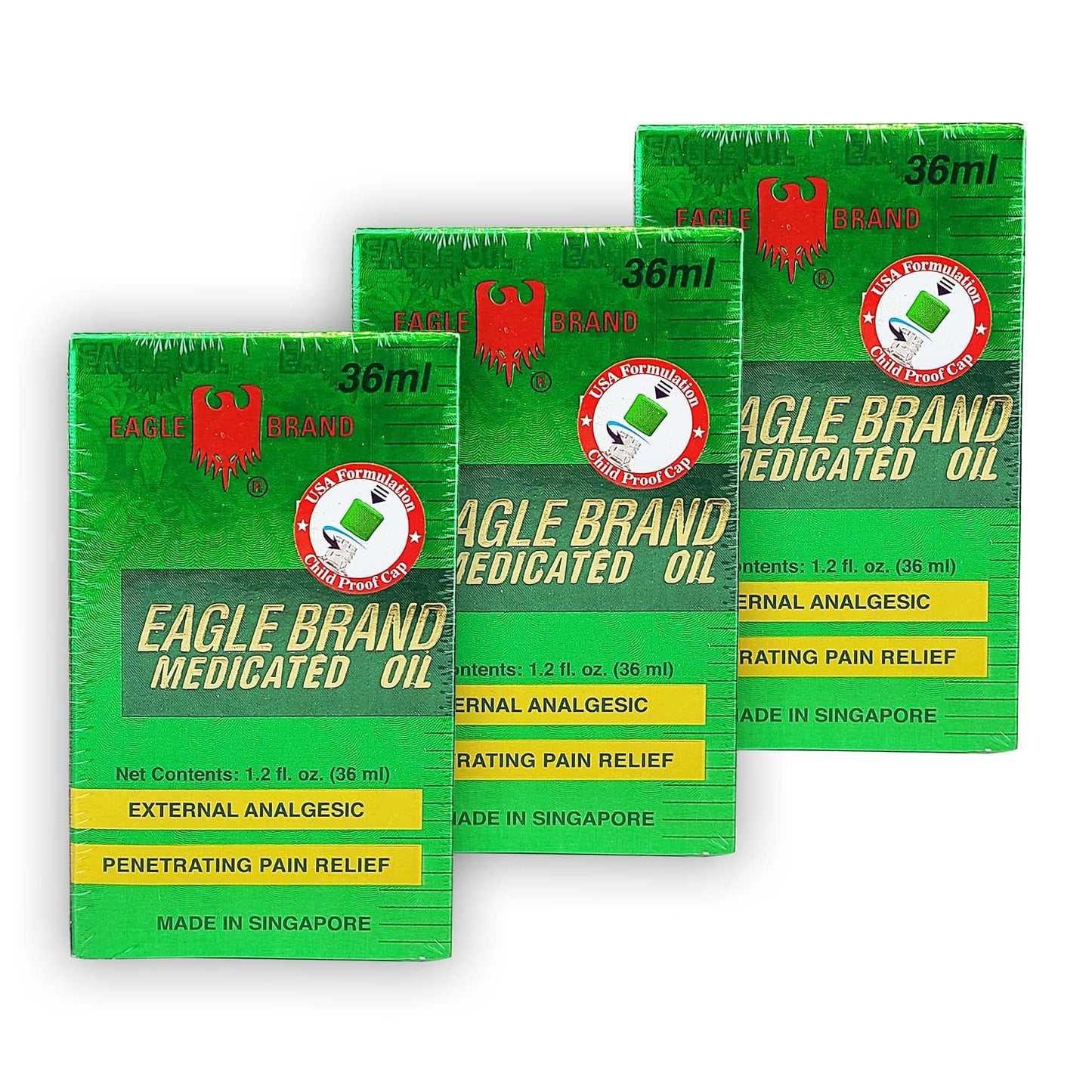 Eagle Brand Medicated Green Oil 36mL 1.2 fl oz Large Pack of 3 Eagle Brand