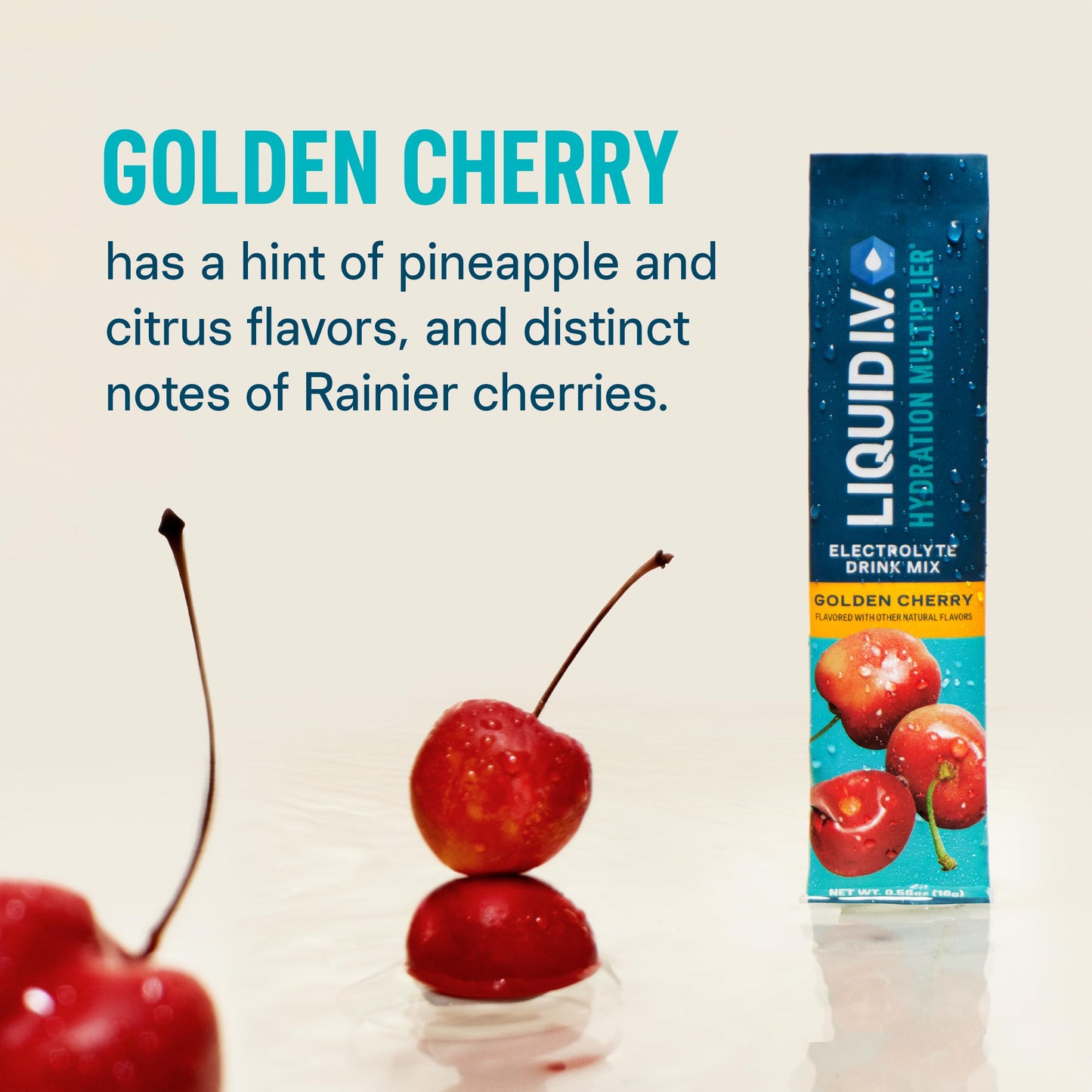 Liquid I.V.® Hydration Multiplier - Golden Cherry | Electrolyte Powder Drink Mix | 1 Pack (16 Servings) Liquid I.V.