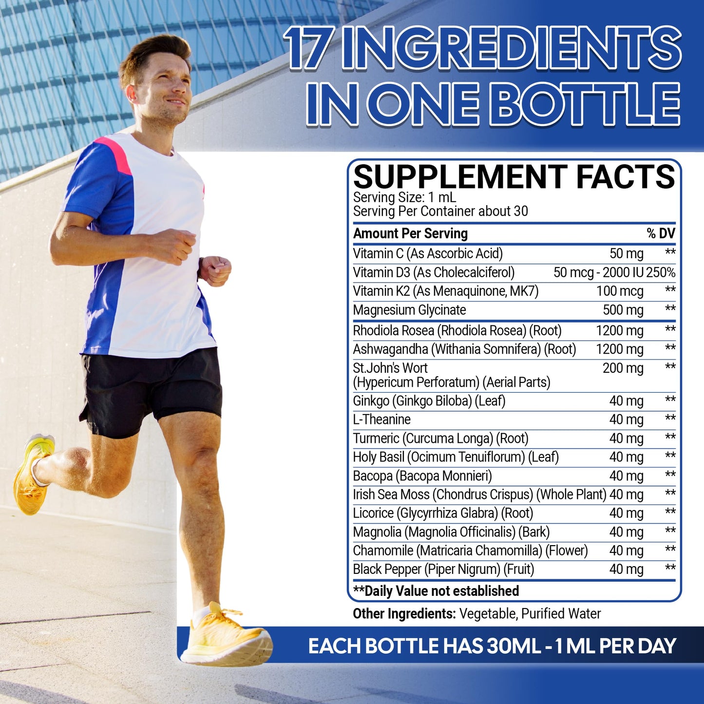 17in1 Rhodiola Rosea Liquid Drops with blend Ashwagandha Magnesium, L-Theanine. Ultra Strength Rhodiola Cortisol Supplement, Rhodiola Root for Support Relaxation, Mood, Energy - 1 FL Oz - 60 Day Mecisco