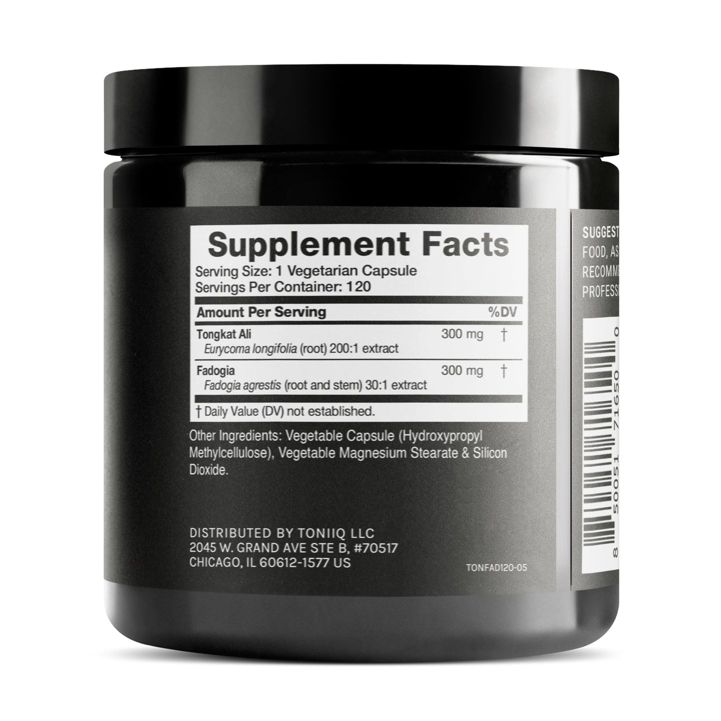 Tongkat Ali Fadogia Agrestis - Ultra High Potency 200:1 Tongkat Ali & 30:1 Fadogia Agrestis - 2% Eurycomanone -Third-Party Lab Tested - 120 Capsules Toniiq