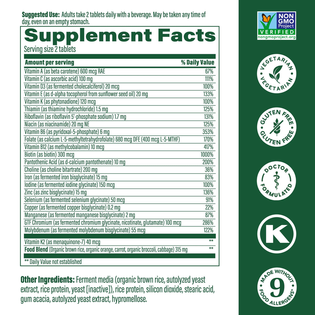MegaFood Women's Advanced Multivitamin for Women - Doctor-Formulated With Iron, Choline, Vitamin D, Vitamin C & Zinc - Brain Health MegaFood
