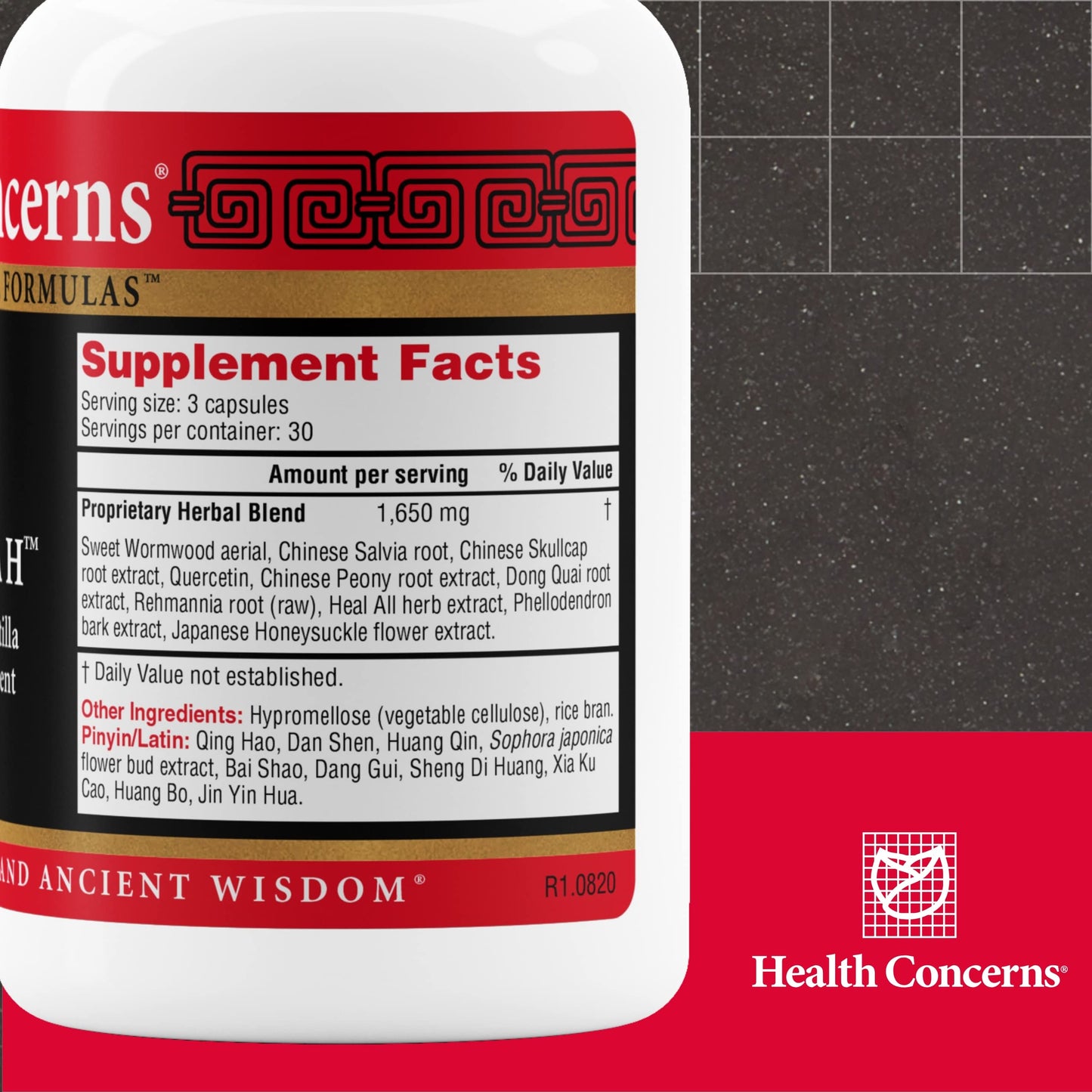 Health Concerns Formula H – Blood Circulation & Vascular Support – Vein Health Supplement – Herbal Formula with Quercetin & Skullcap Root – Chinese Traditional Medicine – 90 Capsules Health Concerns