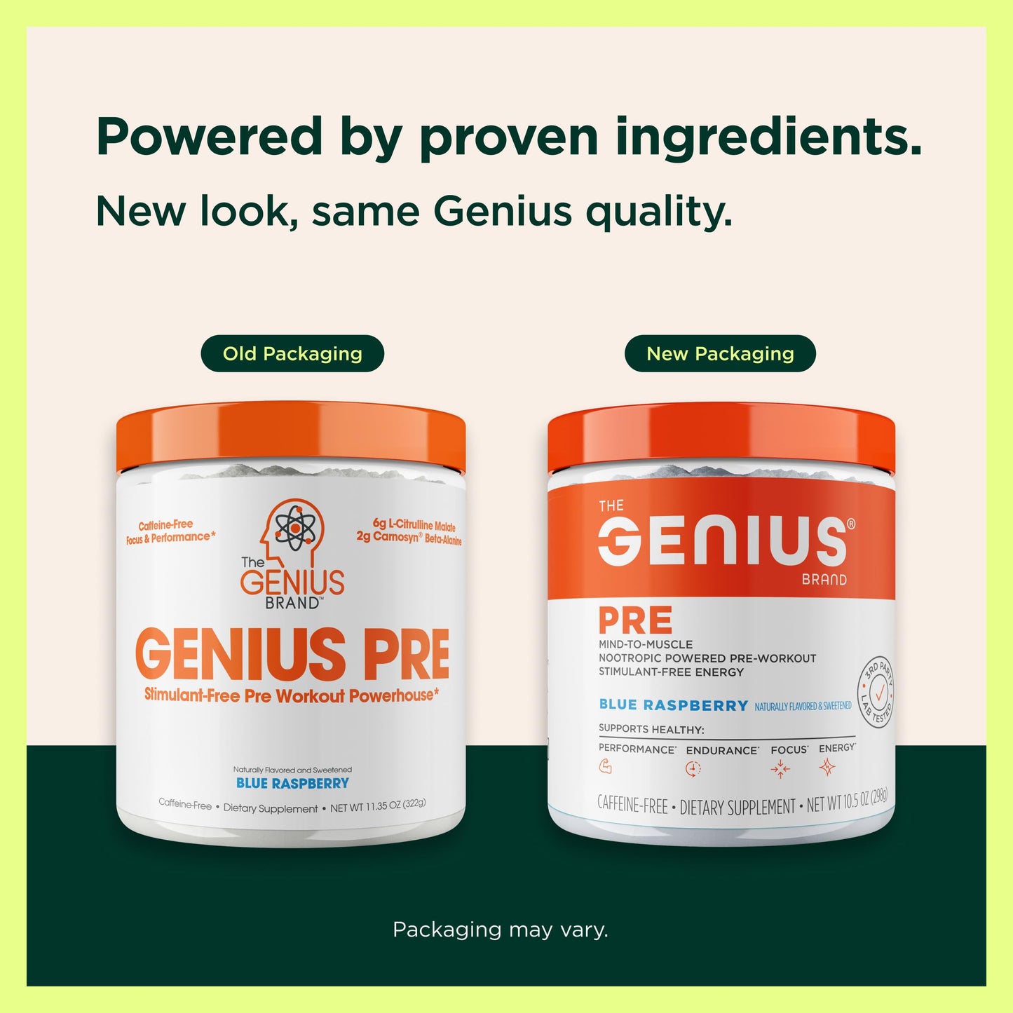 The Genius Brand Genius Pre - Clean Pre-Workout Powder for Energy, Focus & Fitness Support - No Artificial Flavors, Preservatives, or Proprietary Blends - Non-GMO - 20 Servings - Blue Raspberry The Genius Brand