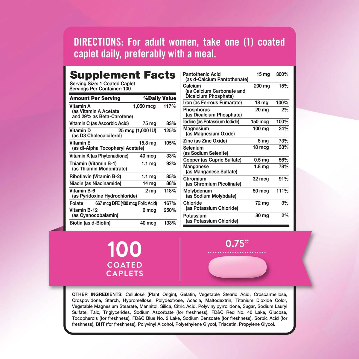 Nature's Truth Multivitamin for Women with Iron | 100 Pills | Non-GMO & Gluten Free Supplement | ABC Complete Nature's Truth