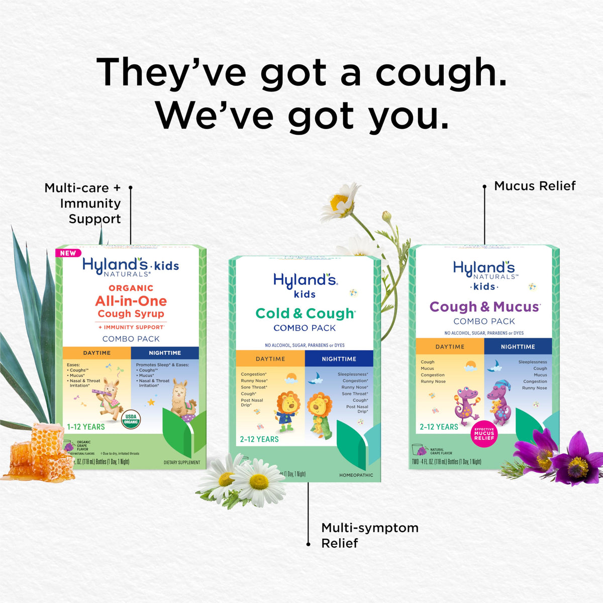 Hyland's Kids Cold and Cough, Day and Night Combo Pack, Cold Medicine for Ages 2 and up, Syrup Cough Medicine for Kids, Nasal Decongestant, 4 Fl Oz (Pack of 2) Hyland's
