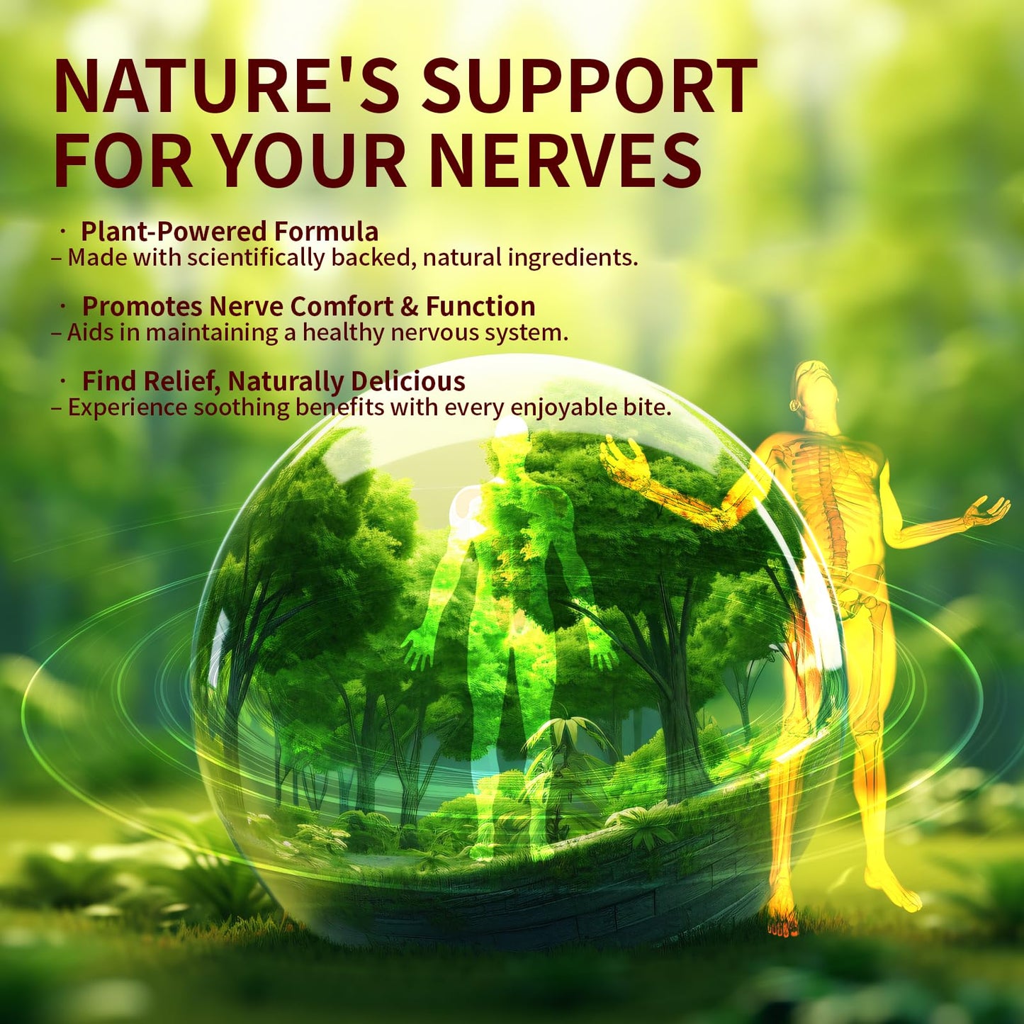 Sugar Free Neuropathy Support Gummies for Nerve – Enhanced Nerve Health, Regeneration, Cognitive Support with Vitamin B1, B6, B12, Magnesium, ALA, Turmeric, CoQ10 & More Warmbioder