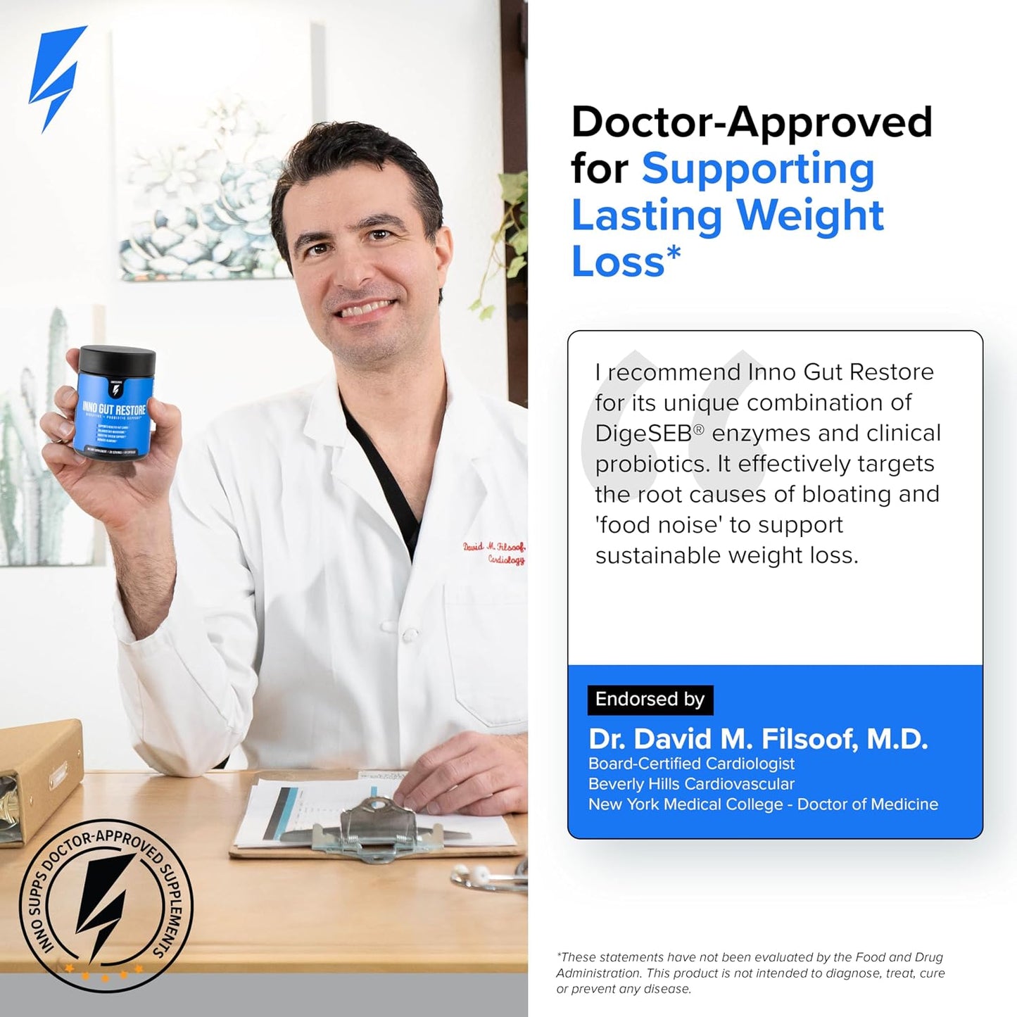 Inno Gut Restore Probiotic Prebiotic & Digestive Enzymes for Gut Health for Women & Men - Supports Digestive Health with Enzymes for Digestion & Pre + Probiotic Blend (30 Servings, 60 Capsules) Gsupps Australia