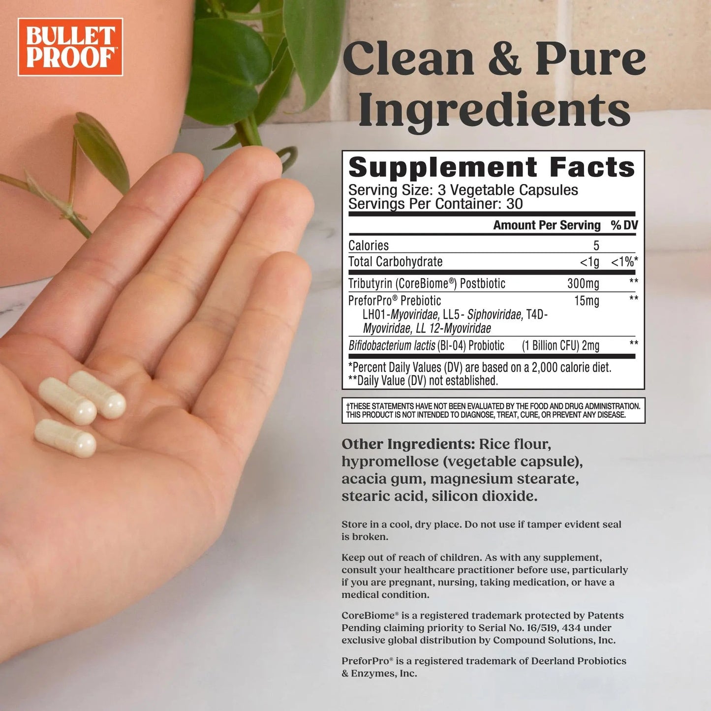 Bulletproof Express 3-in-1 Probiotic & Postbiotics Supplement for Sustained Gut Health, 90 Count Bulletproof