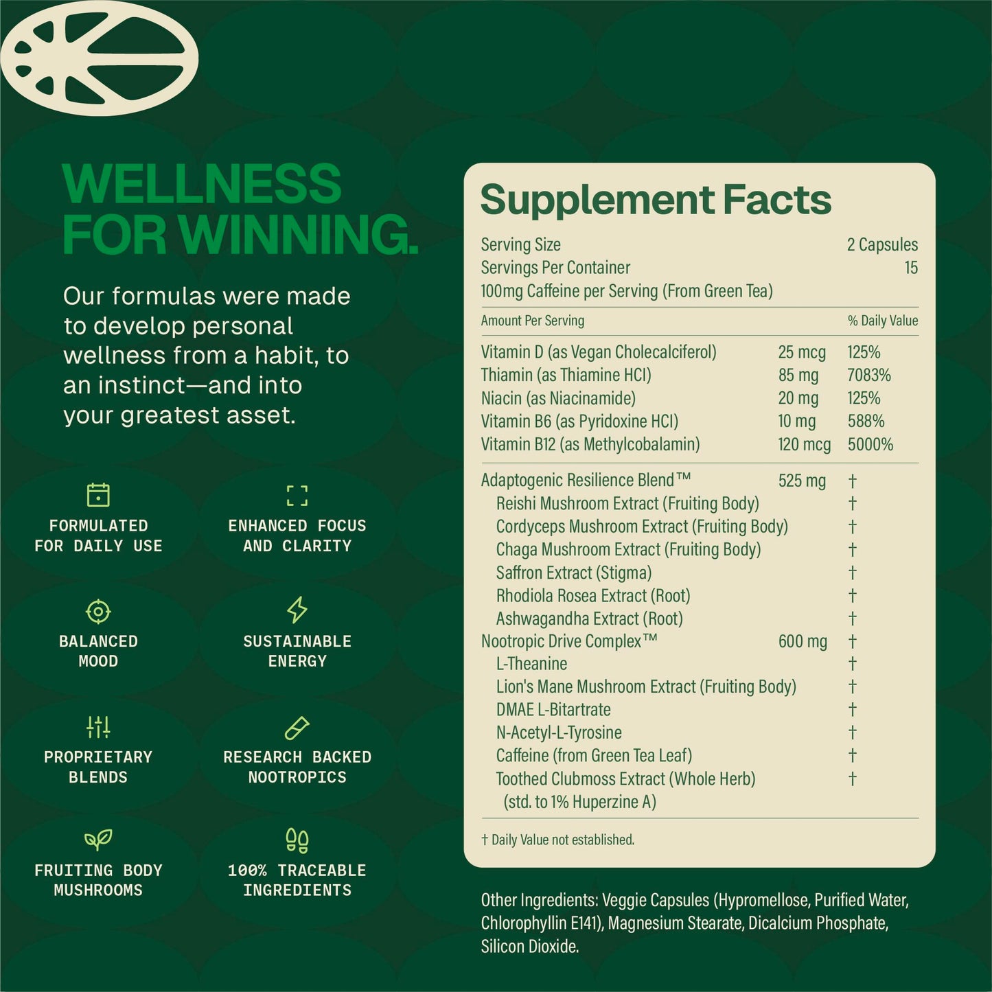 HEAD-START Sunrise Capsules | Nootropic Brain Supplement with Lion’s Mane, L-Theanine & Saffron | Adaptogen Blend for Focus, Energy, Clarity & Daily Performance HEAD-START