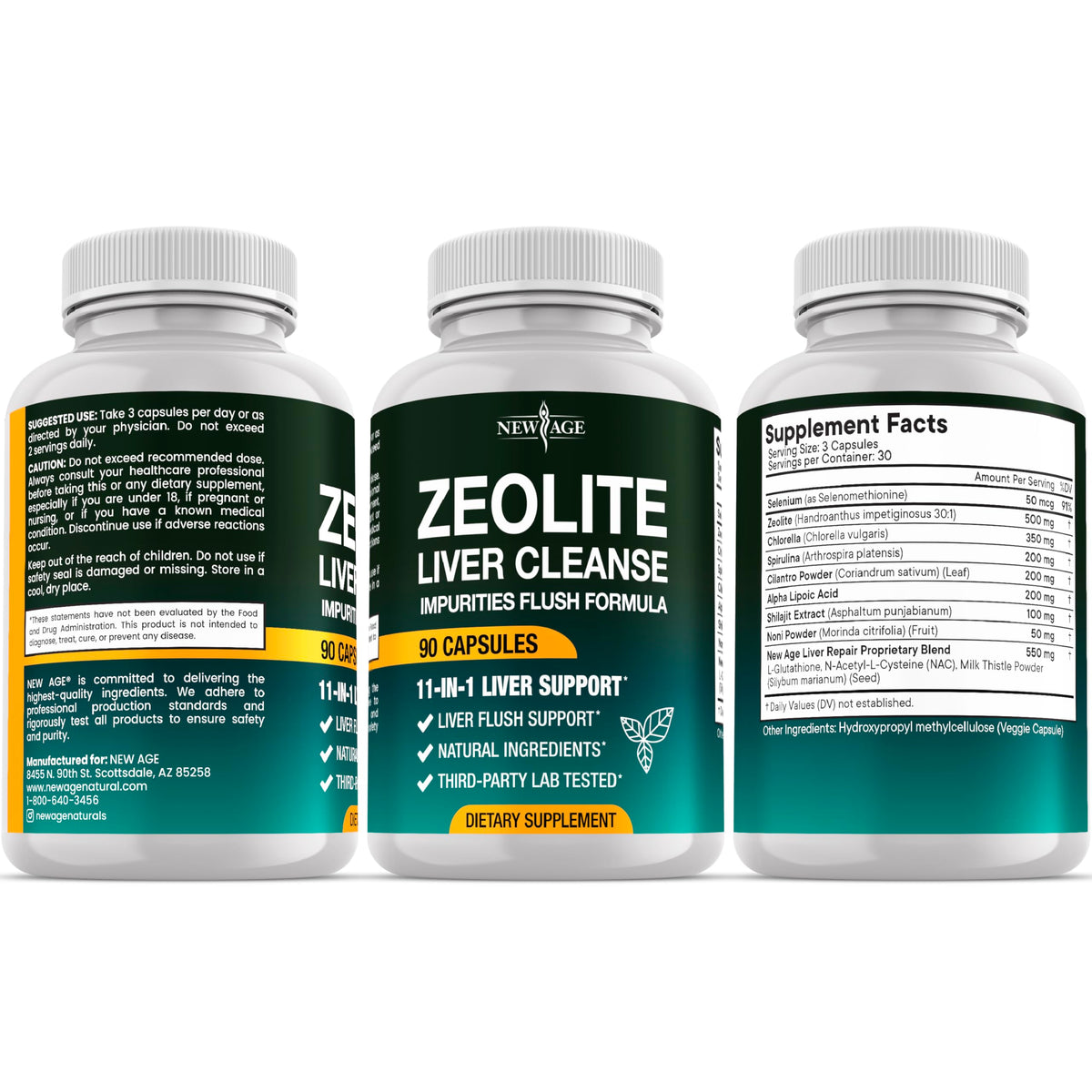 NEW AGE Liver Cleanse & Repair - Help Support Gut Health, and Energy - Zeolite for Adults with Noni, Glutathione, NAC, Chlorella, Spirulina, ALA, Cilantro, Milk Thistle & Shilajit - 60 Count NEW AGE