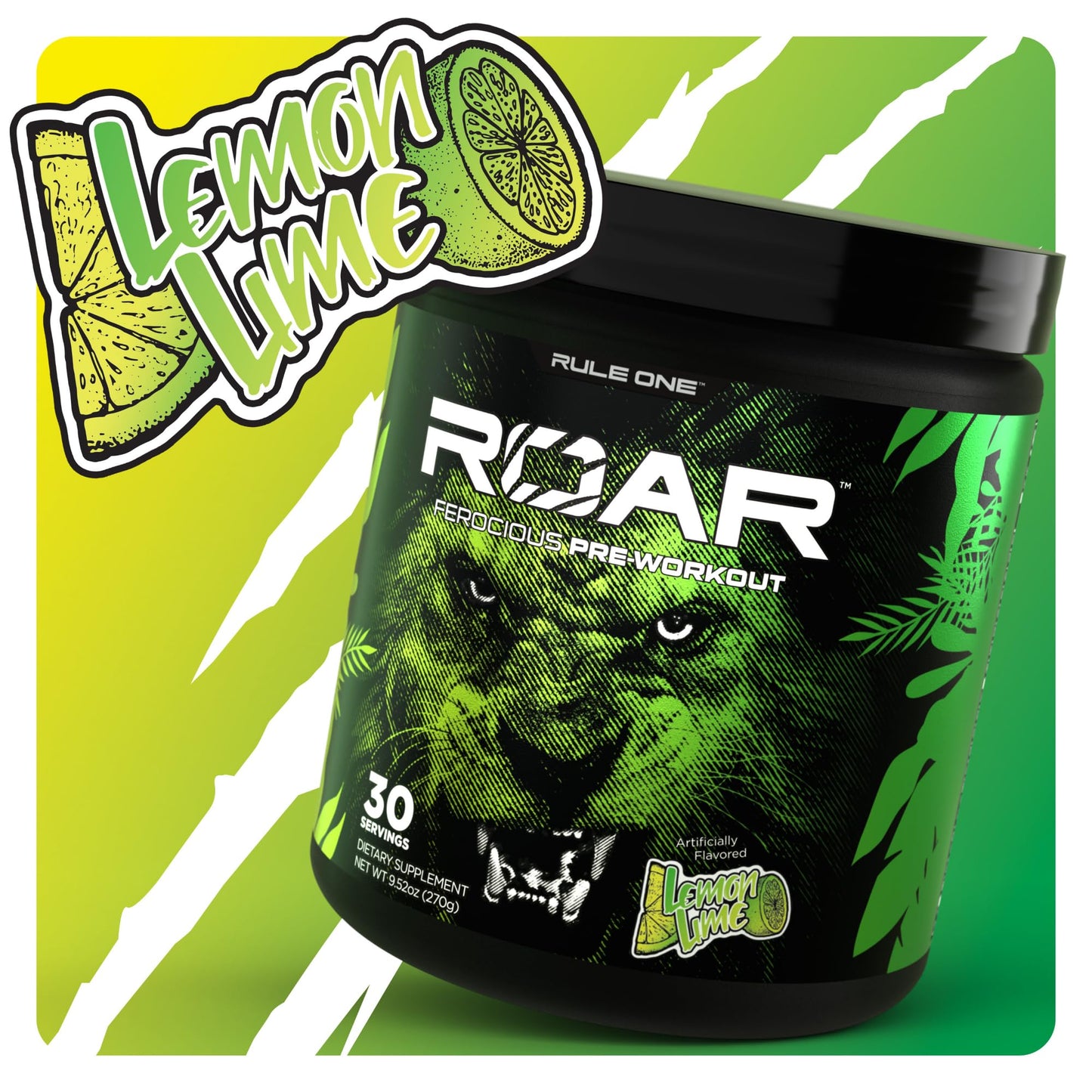 Rule 1 R1 Roar, Lemon Lime - 9.52 oz - Pre-Workout Powder - with Creatine, Beta-Alanine Rule 1 Proteins