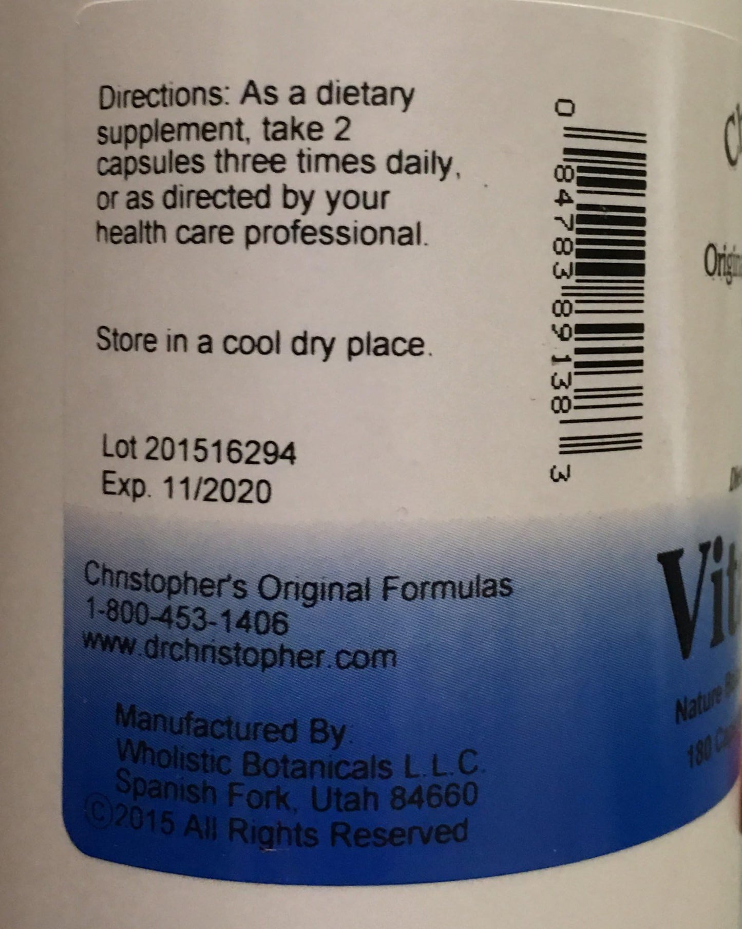 Christopher's Original Formulas Vitalerbs, Nutrient-Rich Herbal Supplement, 180 Veg Caps Christopher's Original Formulas