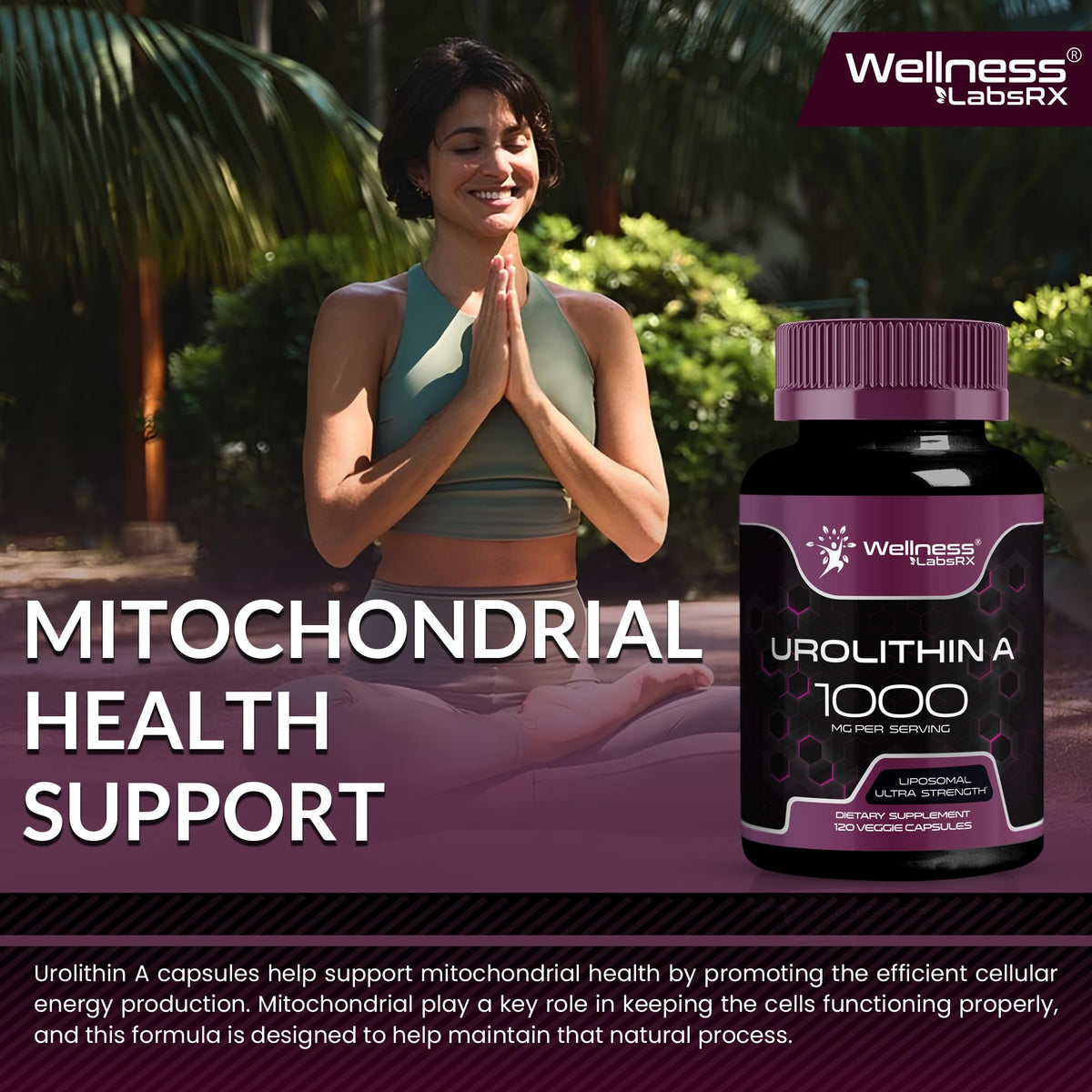 Urolithin A Supplement Capsules 1,000mg (98.9% Pure) – Advanced Urolithin A+ Formula for Cellular Renewal & Mitochondrial Support WELLNESS LABSRX