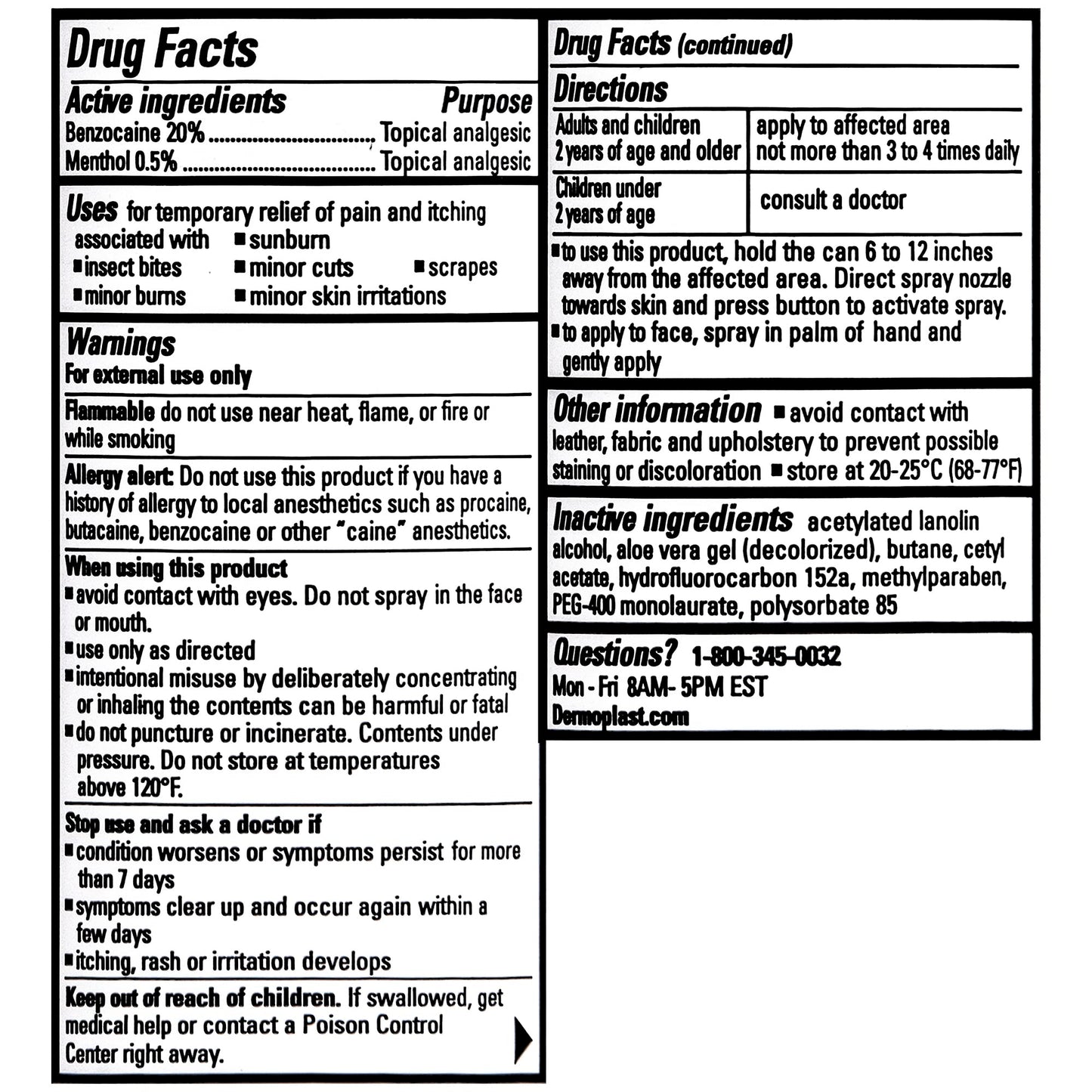 Dermoplast Pain, Burn & Itch Relief Spray for Minor Cuts, Burns and Bug Bites, 2.75 Oz (Packaging May Vary) Dermoplast