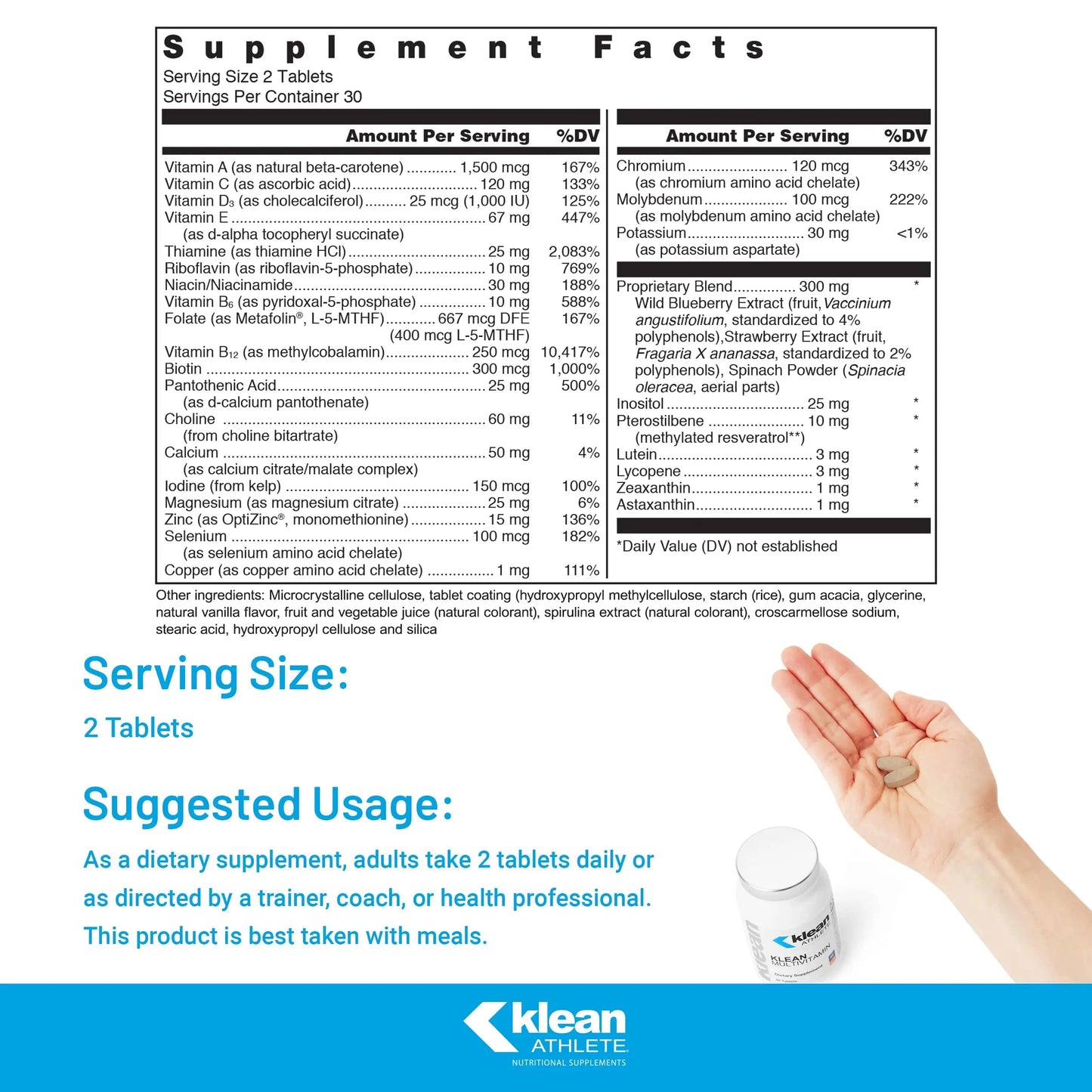 Klean Athlete Klean Multivitamin - Essential Nutrients & Antioxidants for Optimal Health - NSF Certified for Sport - 60 Tablets Klean Athlete
