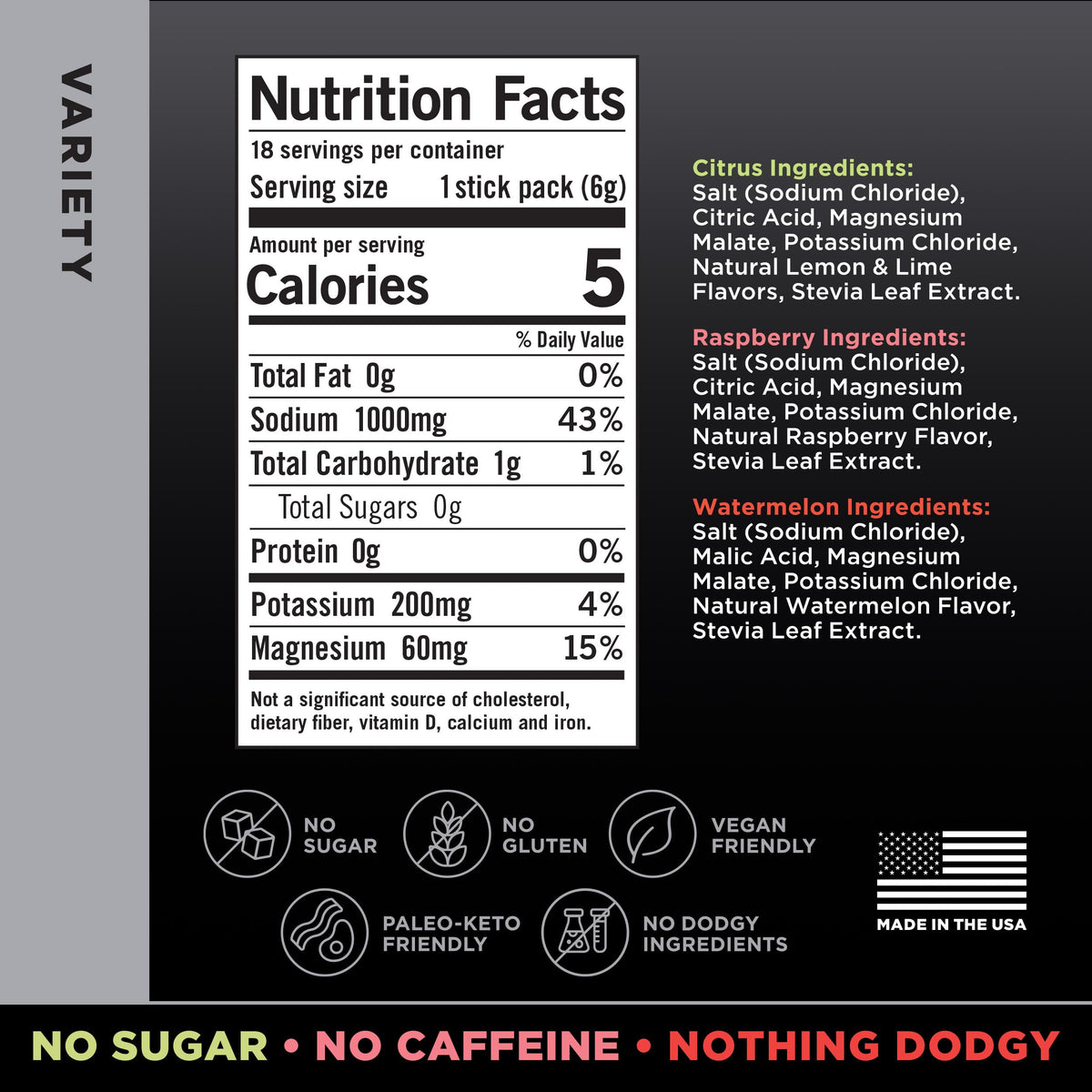 LMNT Zero Sugar Electrolytes - Variety Pack Bundle | Drink Mix | 54-Count Drink LMNT