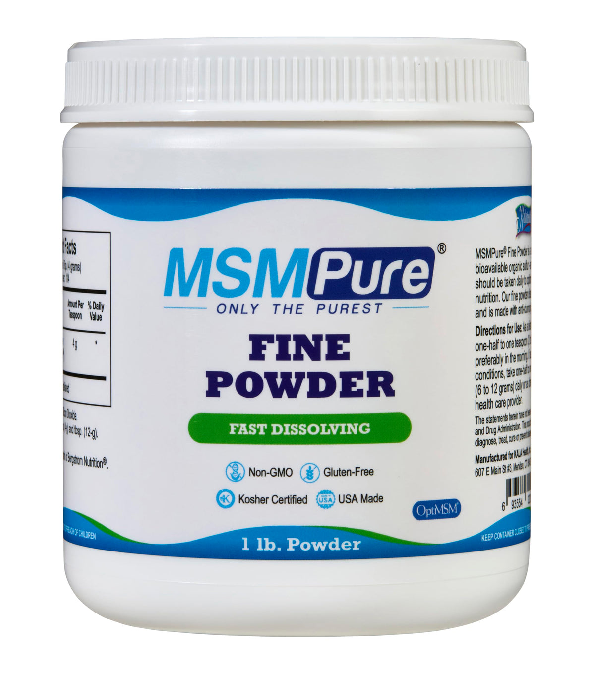KALA HEALTH MSMPure Fine Powder 1lb and Muscle & Joint Cream 2oz Bundle KALA HEALTH