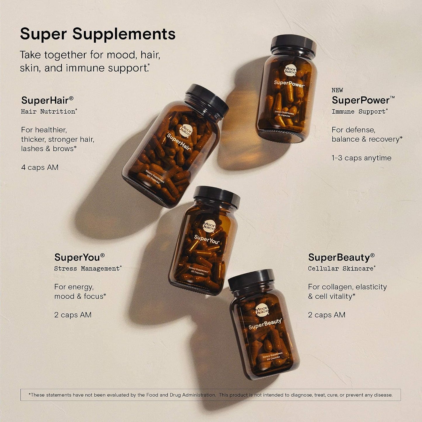 Moon Juice Superpower Immune Support Supplement with Vitamin C, Vitamin D, Zinc & Reishi - 4 Bioavailable Immunity Fundamentals for Defense, Balance & Recovery - 30 Veg Capsules Gsupps Australia