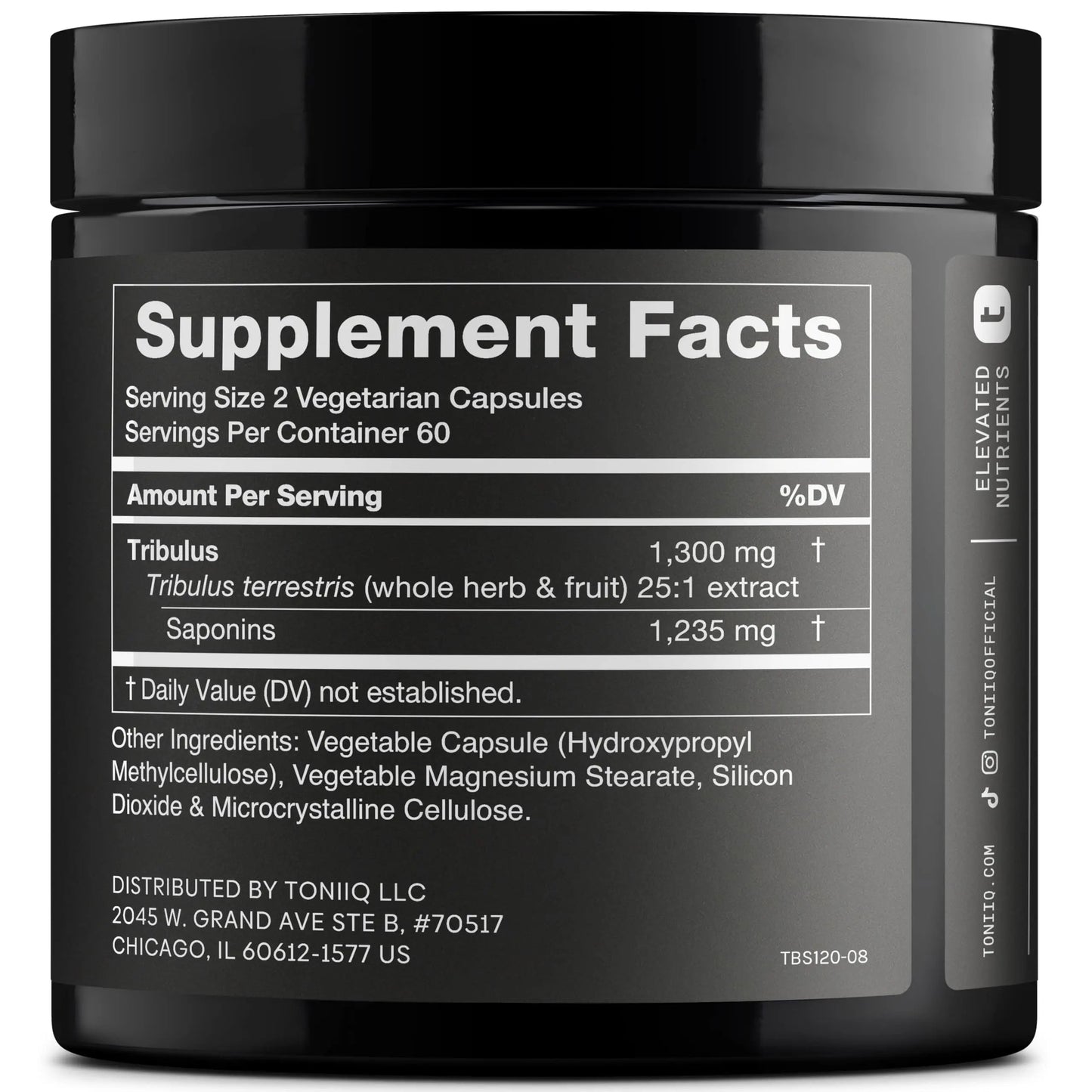 Toniiq Tribulus Terrestris for Men - Ultra High Potency 25:1 Extract with 95% Saponins - 1300mg Pure & Concentrated Formula - Third-Party Lab Tested for Purity & Quality - 120 Capsules Toniiq