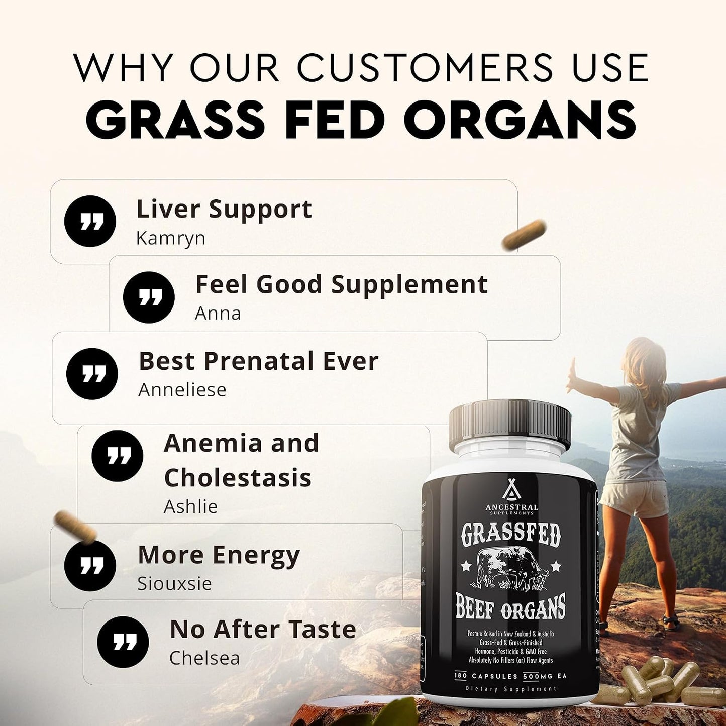 Ancestral Supplements Beef Liver & Beef Organs Bundle – Supports Energy, Immunity & Whole Body Wellness – Grass Fed, Pasture Raised Multivitamin with Liver, Heart, Kidney, Pancreas & Spleen, Non-GMO Gsupps Australia