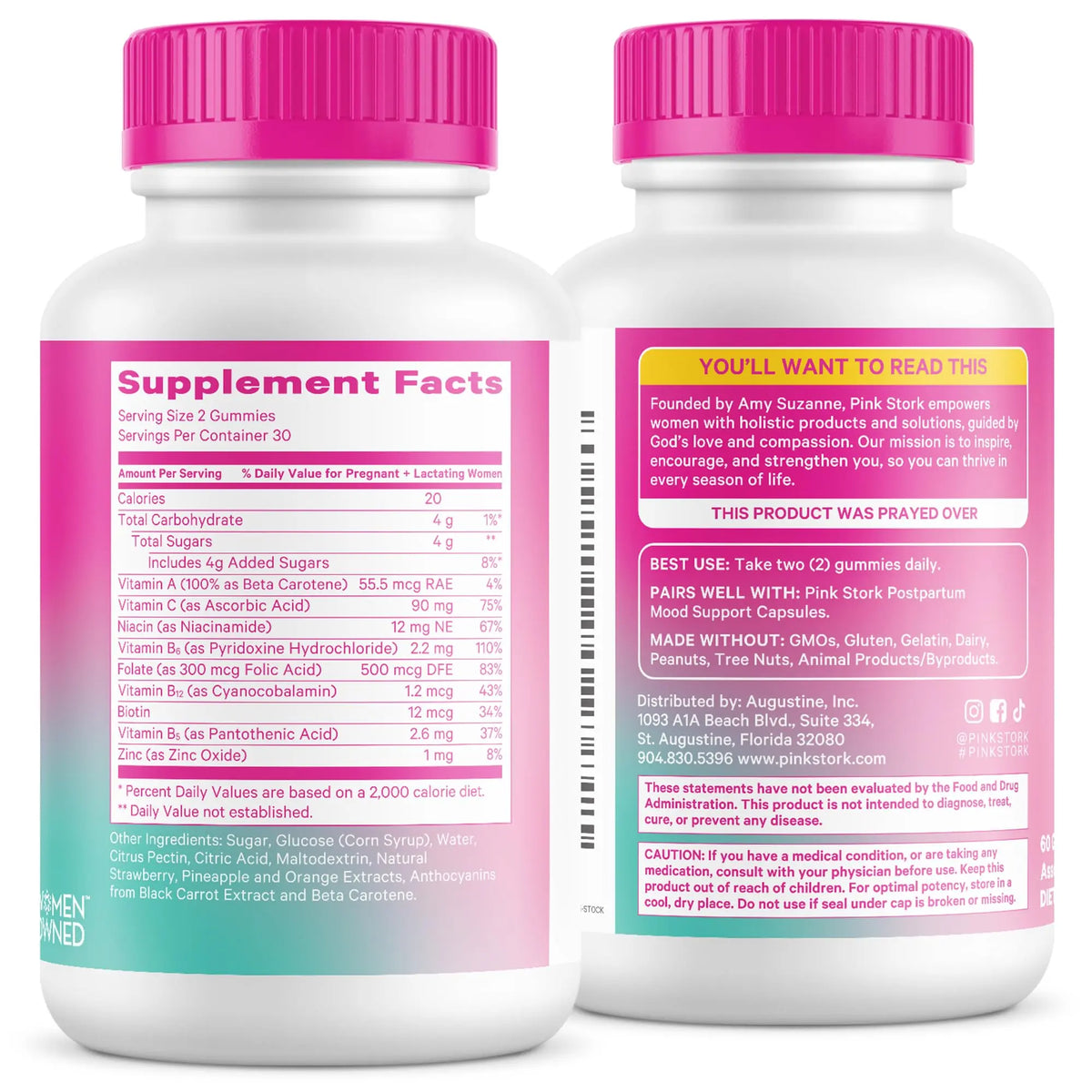 Pink Stork Total Postnatal Vitamin Gummies, 60 Count | Multivitamin for Postpartum Recovery, Lactation Support, Folic Acid, B6, Zinc, + Vitamin C, Postpartum Essentials Gsupps Australia