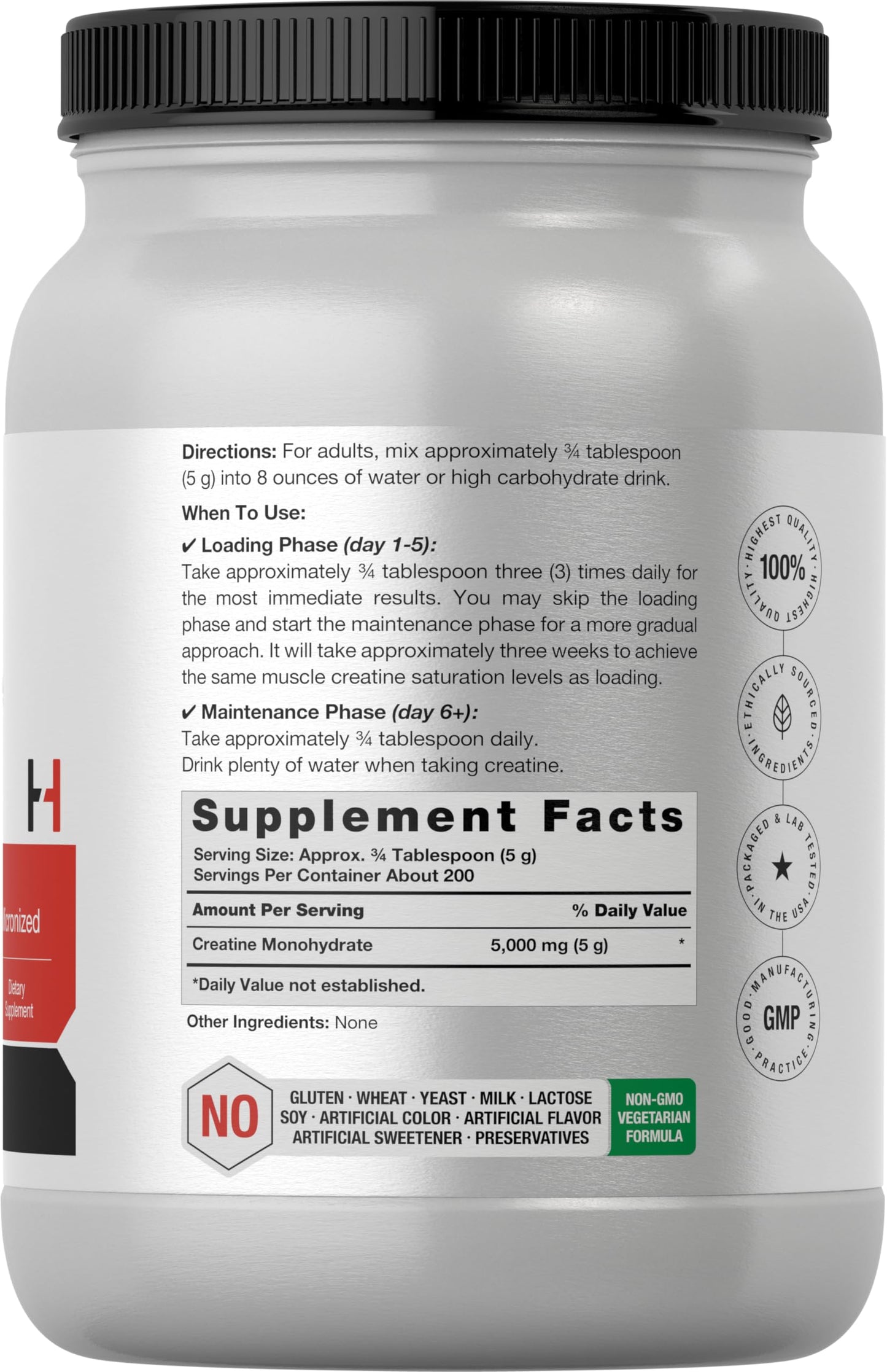 Horbäach Creatine Monohydrate Powder | 2.2lbs (35.2 oz) | Micronized and Unflavored | Vegetarian, Non-GMO, and Gluten Free Supplement Horbäach