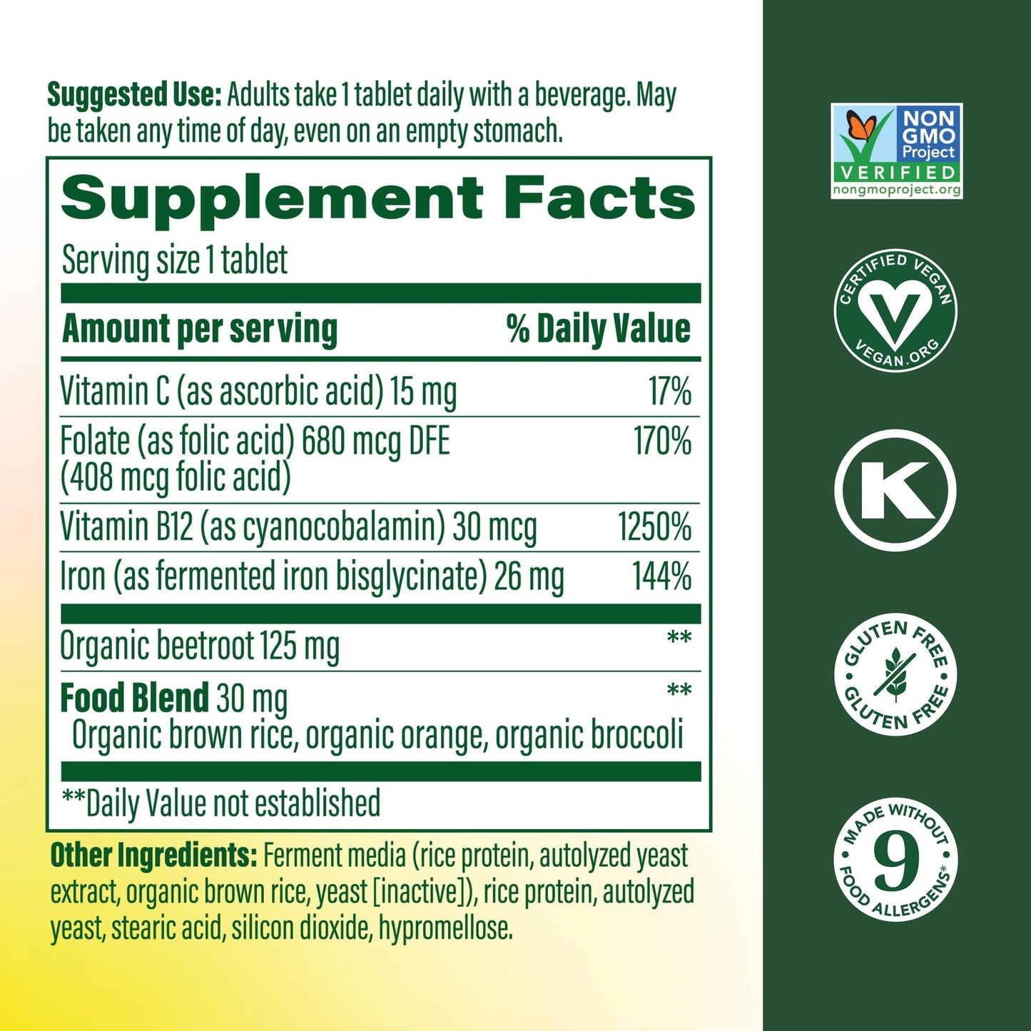 MegaFood Blood Builder Iron Supplement for Women & Men - Increase Iron Levels Without Side Effects - Combats Fatigue - with Vitamin B12, Folic Acid MegaFood