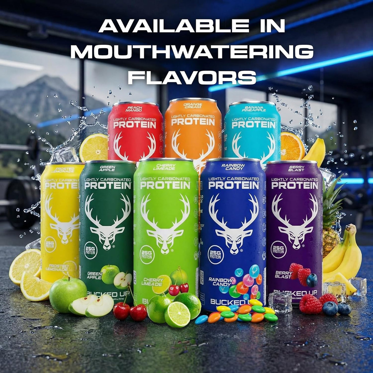 Bucked Up Lightly Carbonated Protein Soda | 25g Whey Isolate - Zero Sugar, Low Calorie, Caffeine Free, Clean Drink | Sparkling Protein Soda - 12 Pack, 16 oz Cans (Green Apple) Gsupps Australia