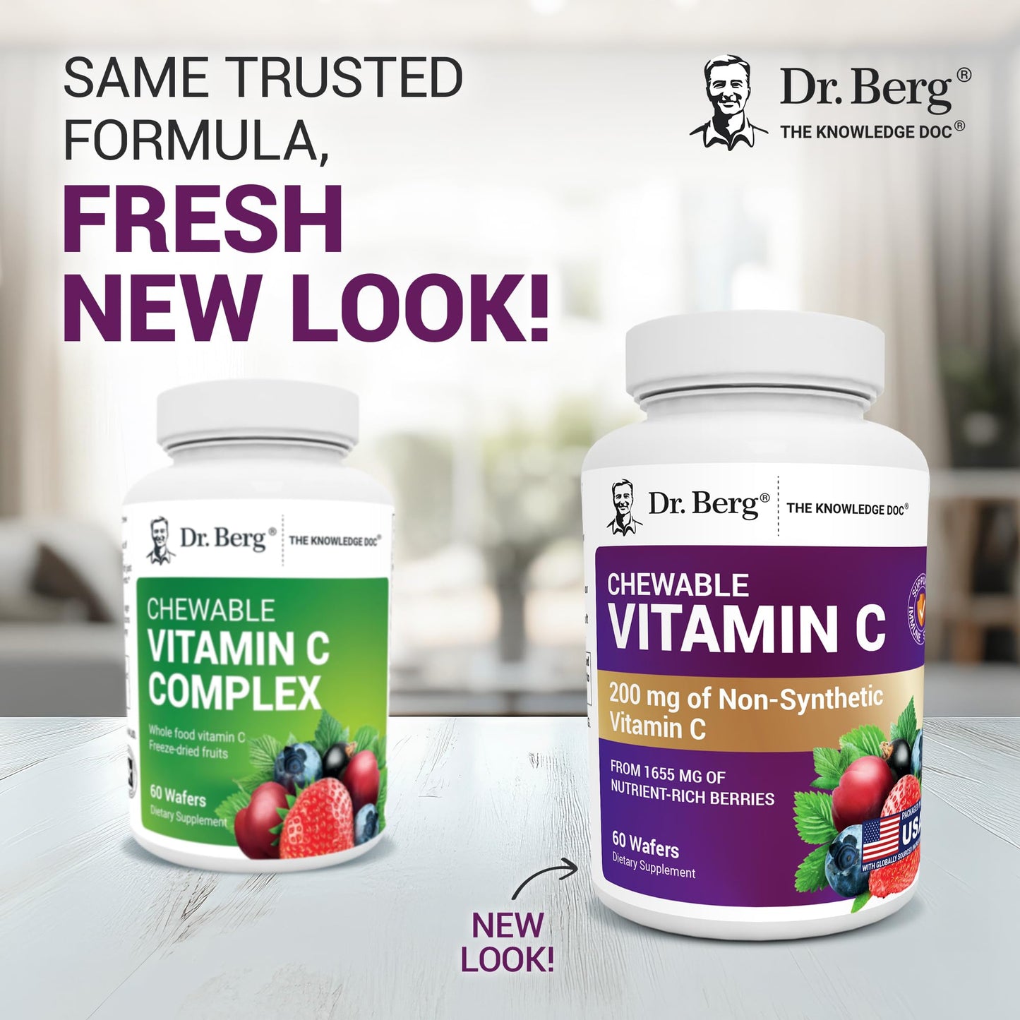 Dr. Berg Chewable Vitamin C Complex - Made with Organic, Non-GMO Berries - 60 Delicious Wafers Dr. Berg Nutritionals