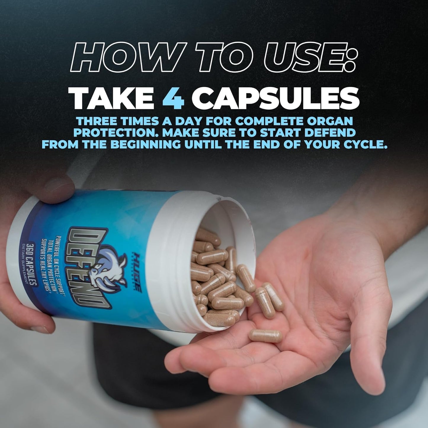 Defend Cycle Support - Most Stacked & Complete Organ Protection, Liver Support, Kidneys, Heart, Prostate & Immune System On Cycle - Contains NAC, TUDCA, Milk Thistle, Astragalus & More (360 Capsules) Gsupps Australia