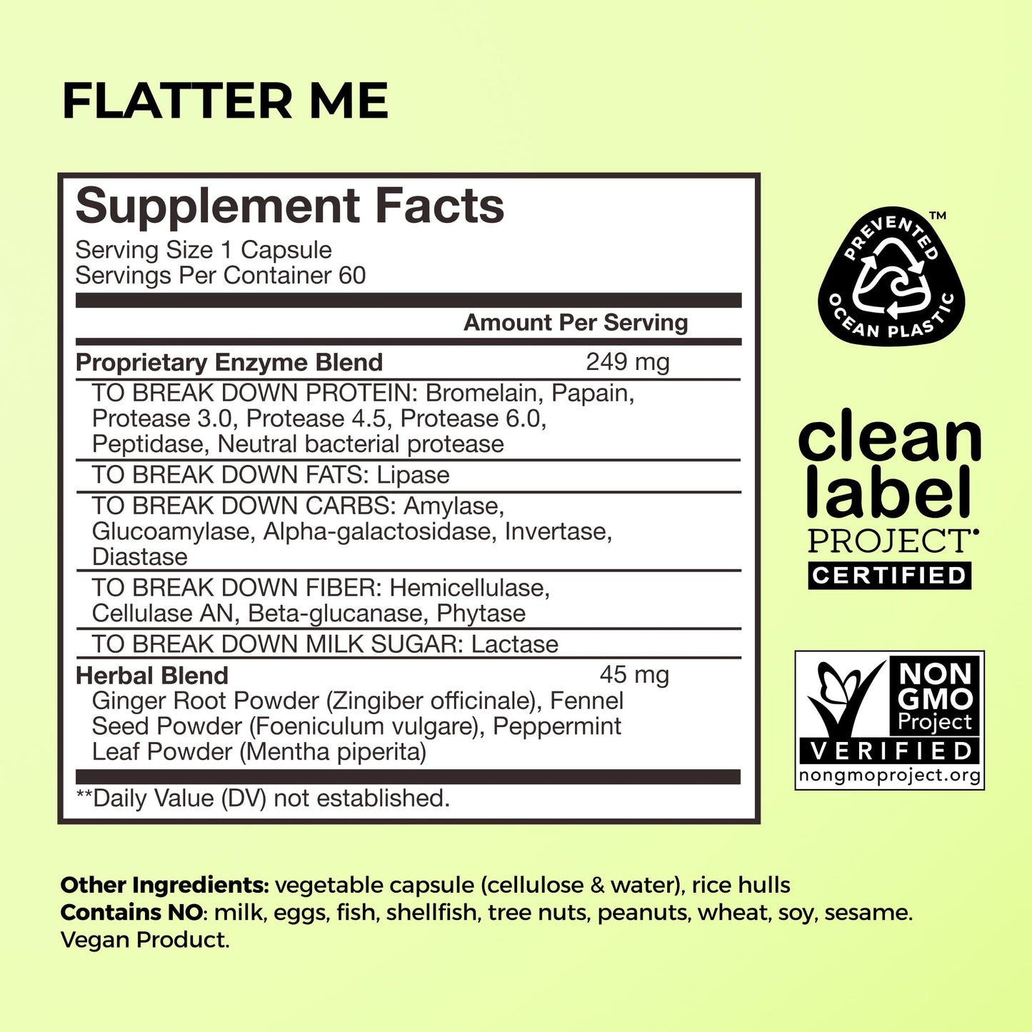HUM Flatter Me Digestive Enzymes for Women & Men, Digestive Health Bloating Supplement with Ginger & Peppermint Leaf, Fast Acting Anti Bloat Pills Multi Enzyme for Debloating, Vegan, 60 Capsules HUM
