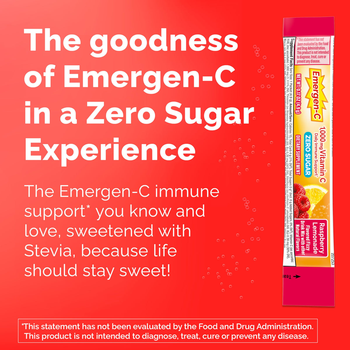 Emergen-C Zero Sugar 1000 mg Vitamin C Powder for Daily Immune Support Caffeine Free Vitamin C Supplements with Zinc and Manganese, B Vitamins and Electrolytes Emergen-C