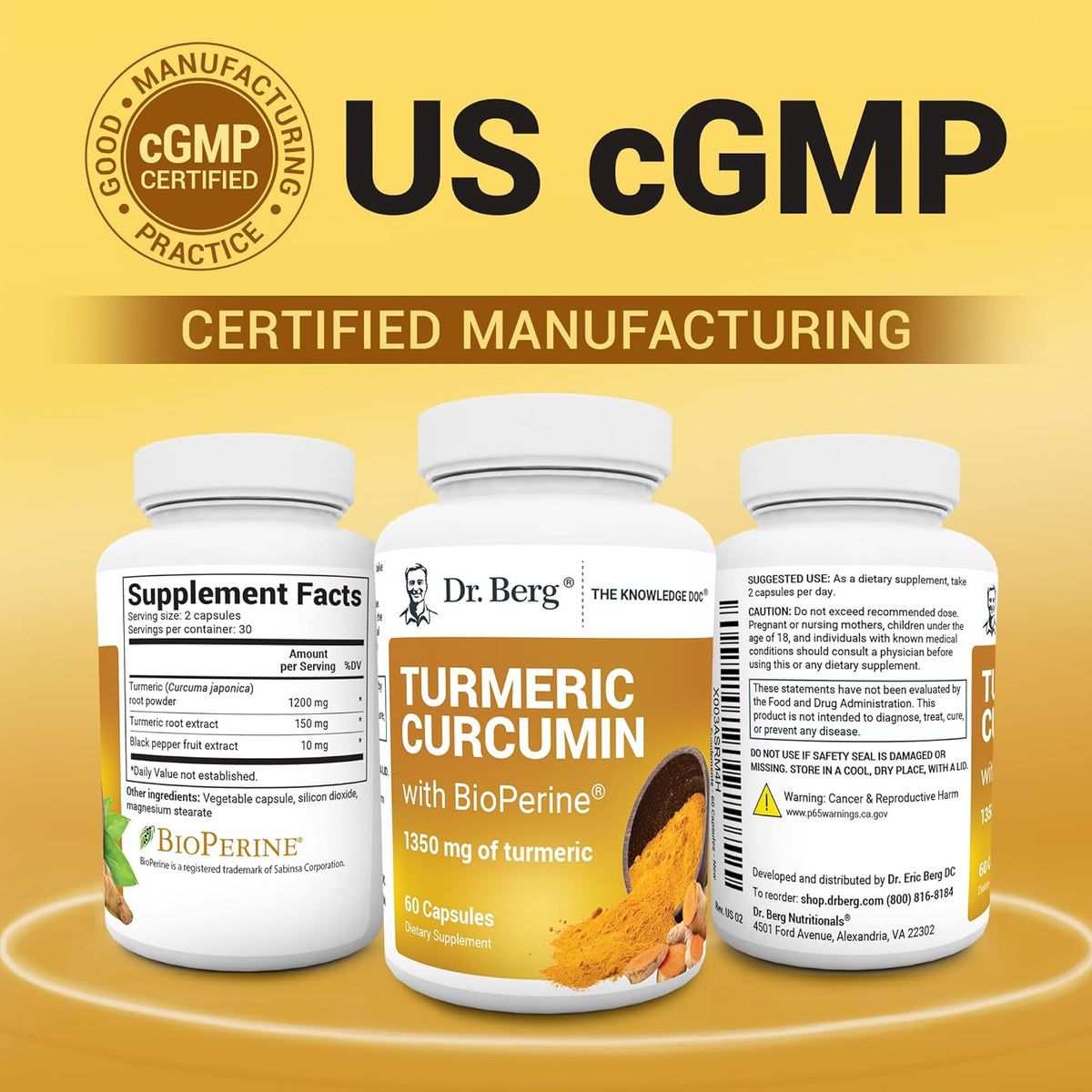 Dr. Berg (Only 2 Per Day) Turmeric Supplement with Black Pepper (BioPerine) - 1350 mg Turmeric Curcumin Supplement with 95% Curcuminoids – Turmeric Curcumin with Black Pepper – 60 Turmeric Capsules Gsupps Australia
