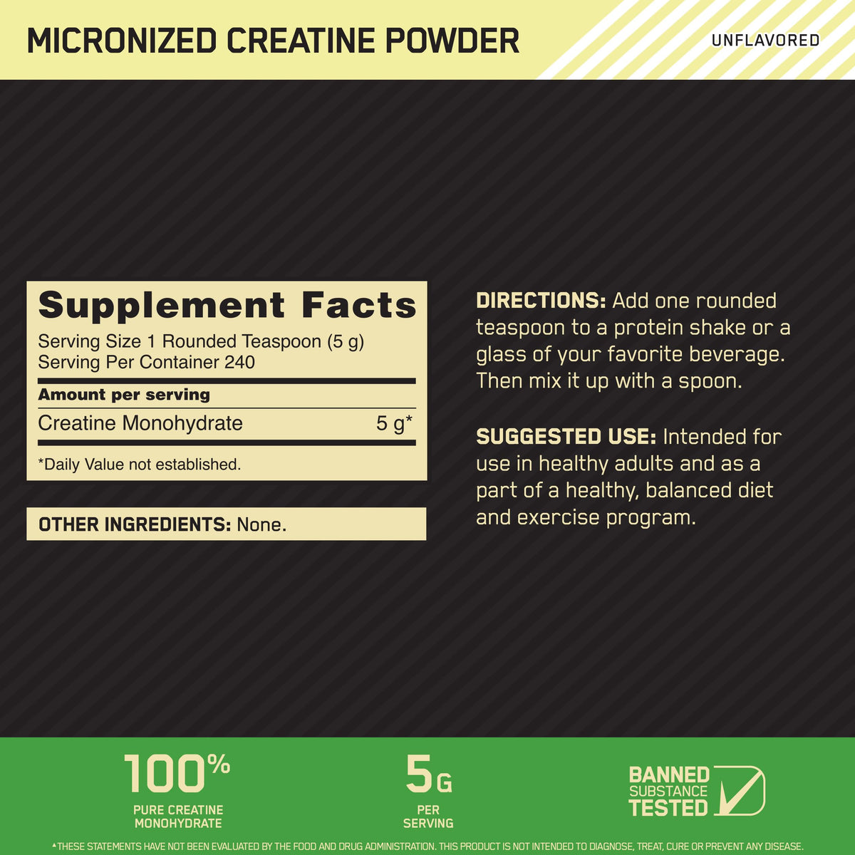 Optimum Nutrition Micronized Creatine Monohydrate Powder, Unflavored, Keto Friendly Optimum Nutrition