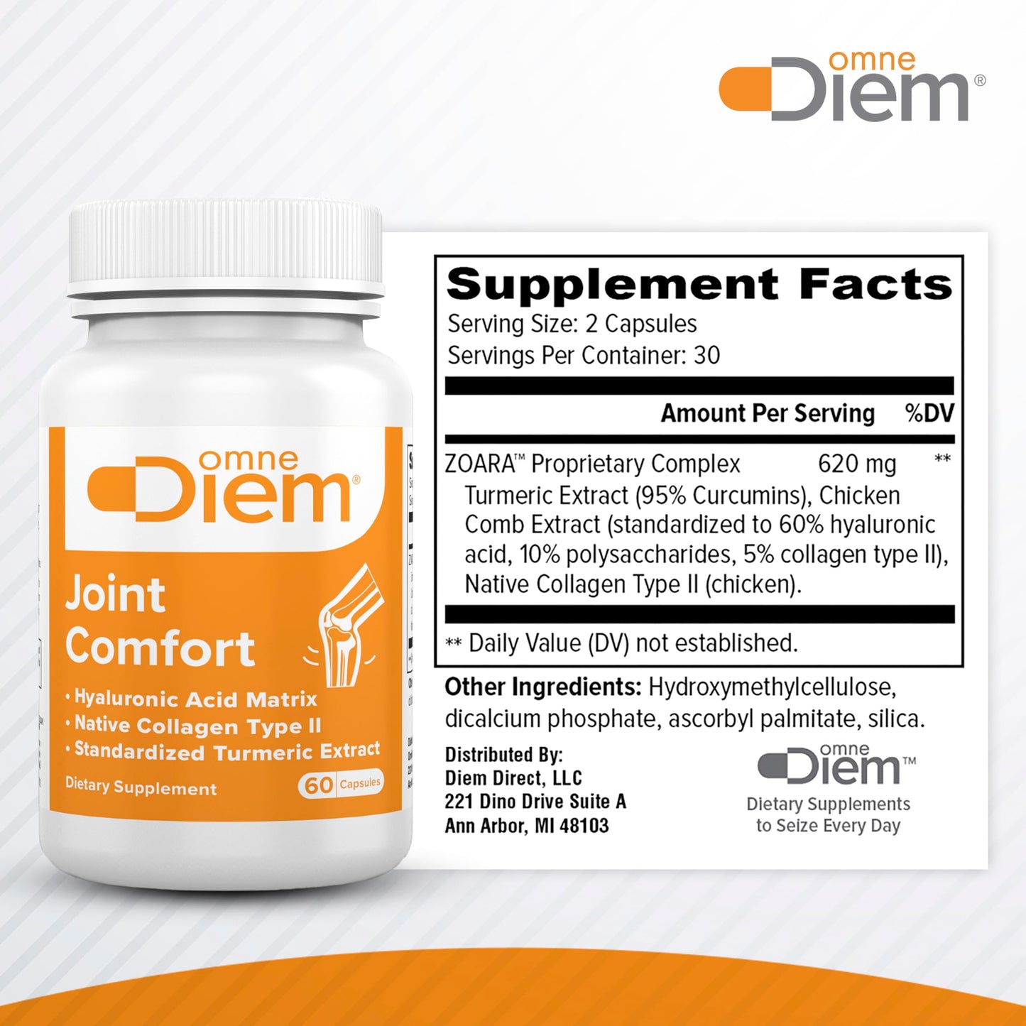 OmneDiem Joint Comfort with ZOARA, 60 Capsules – Dietary Supplement for Comprehensive Joint Care & Comfort Omne Diem